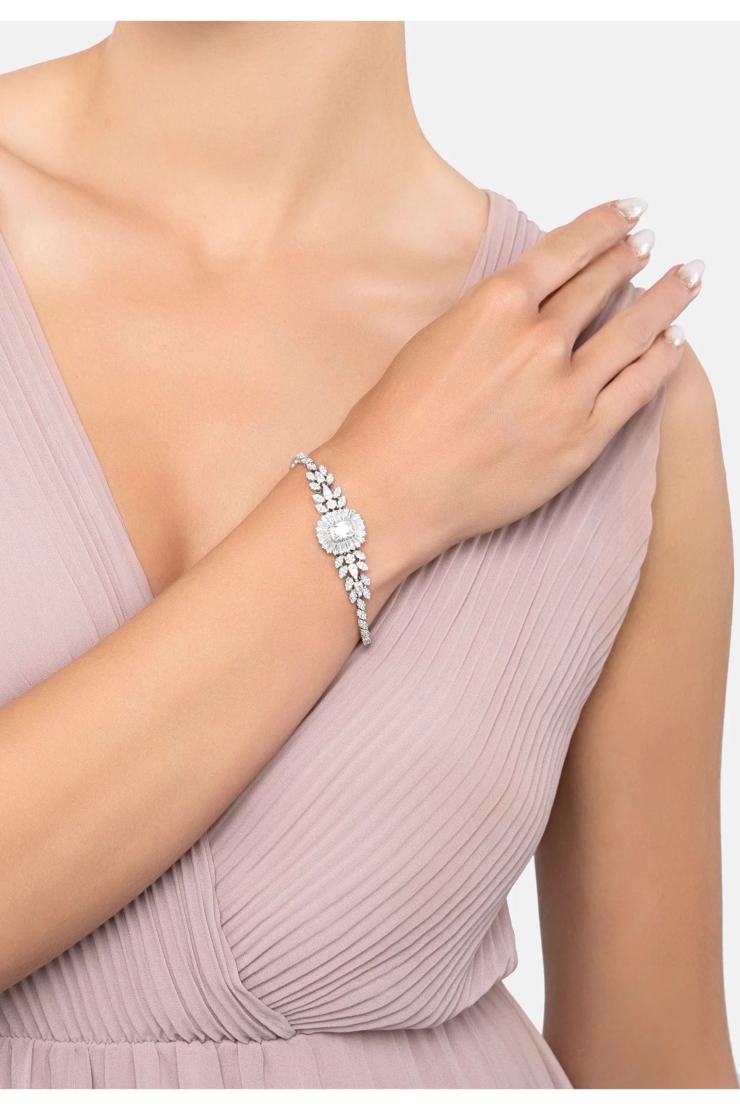 The bracelet worn by a model.