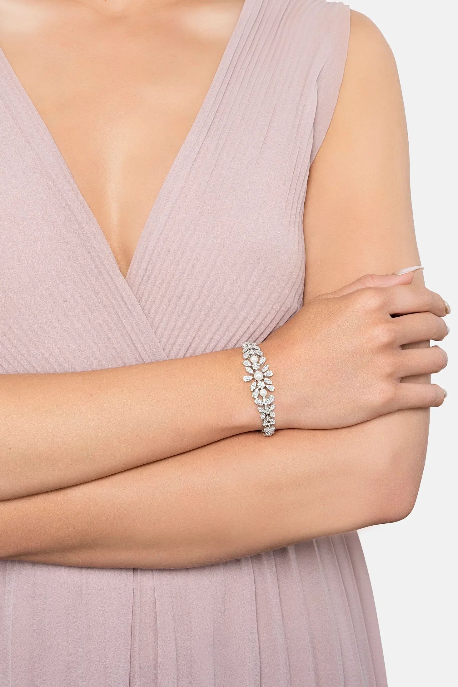 The bracelet worn by a model.