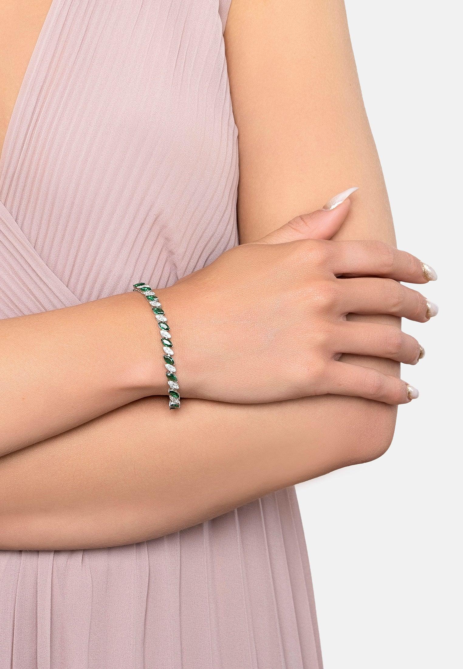 The bracelet worn by a model.