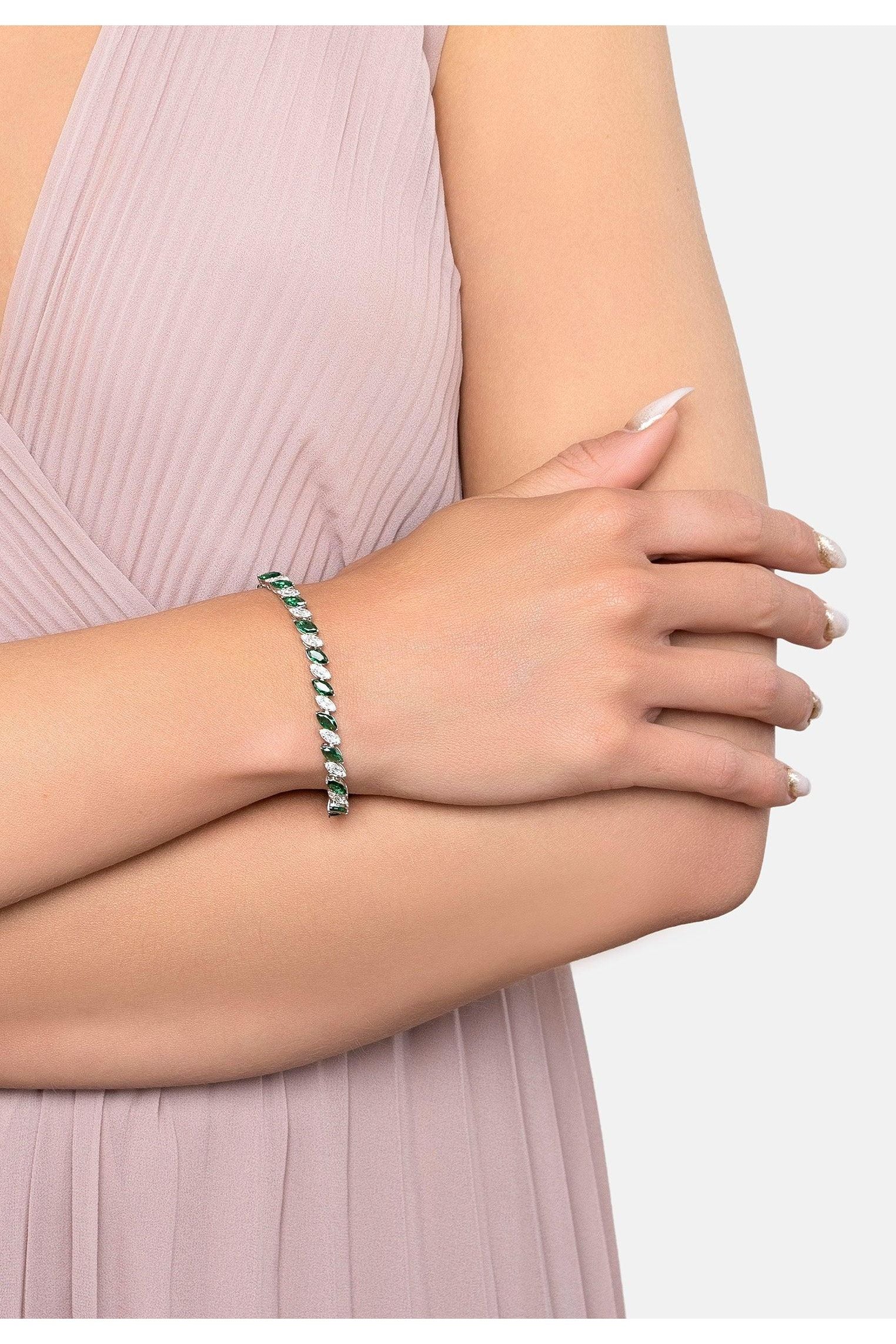 The bracelet worn by a model.