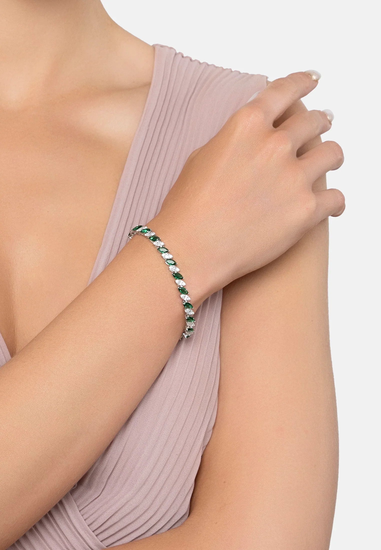 The bracelet worn by a model.