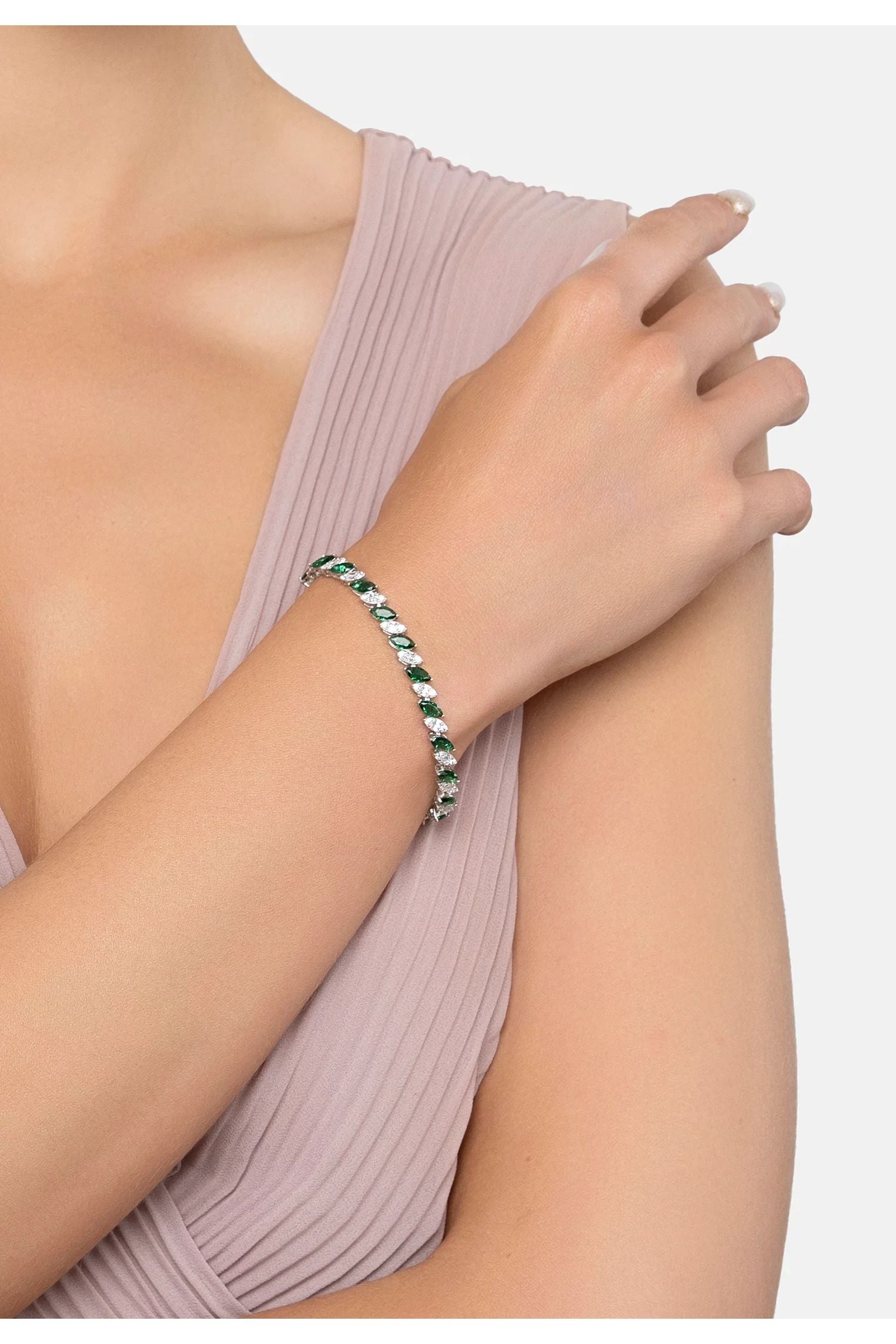 The bracelet worn by a model.