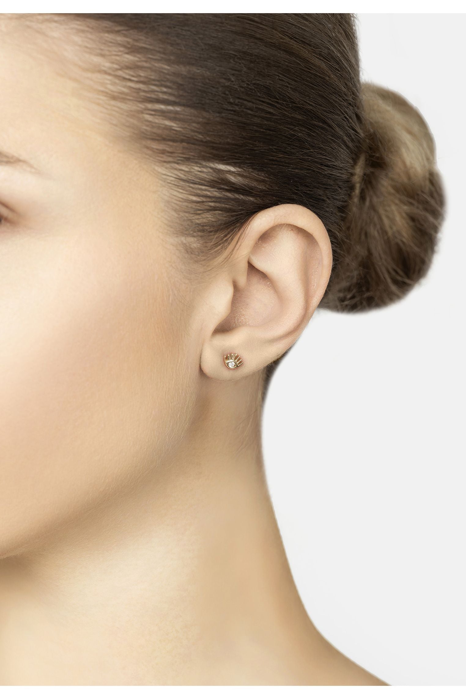 Solid 14k Gold Evil Eye Stud Earrings