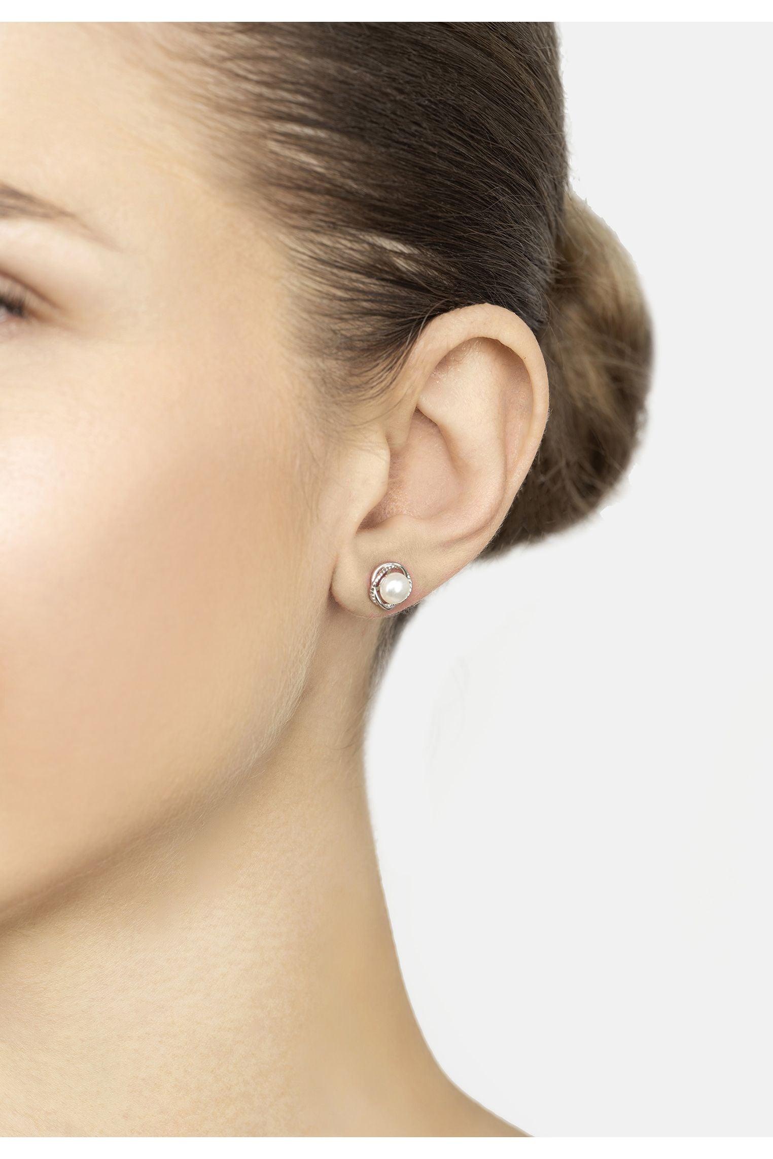 Pearl Twist Stud Earrings Silver