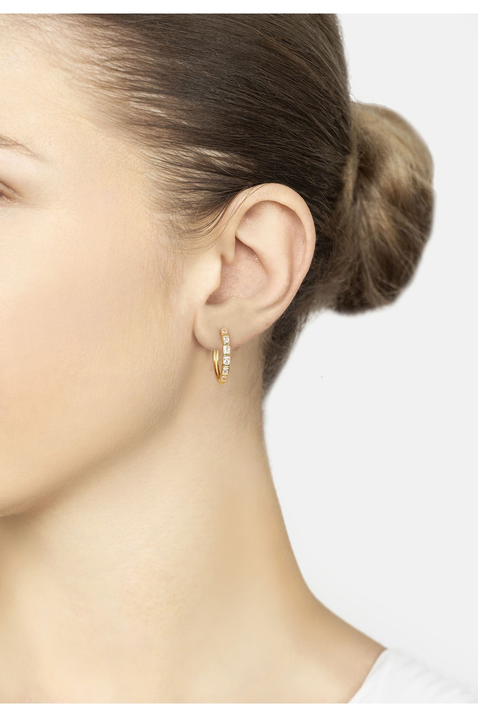 Classic Baguette Hoop Earrings Gold