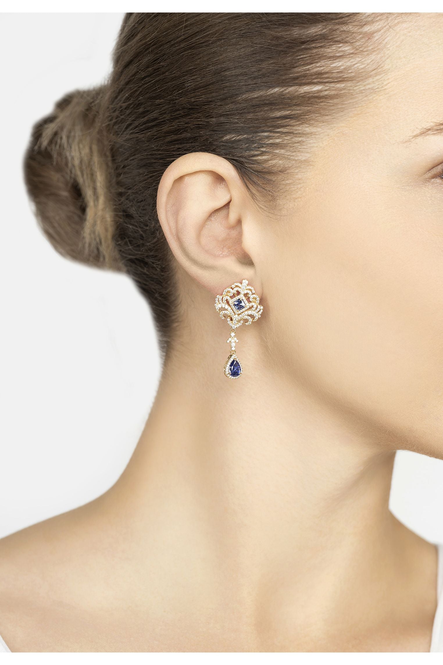 Claridge Drop Earrings Tanzanite Gold