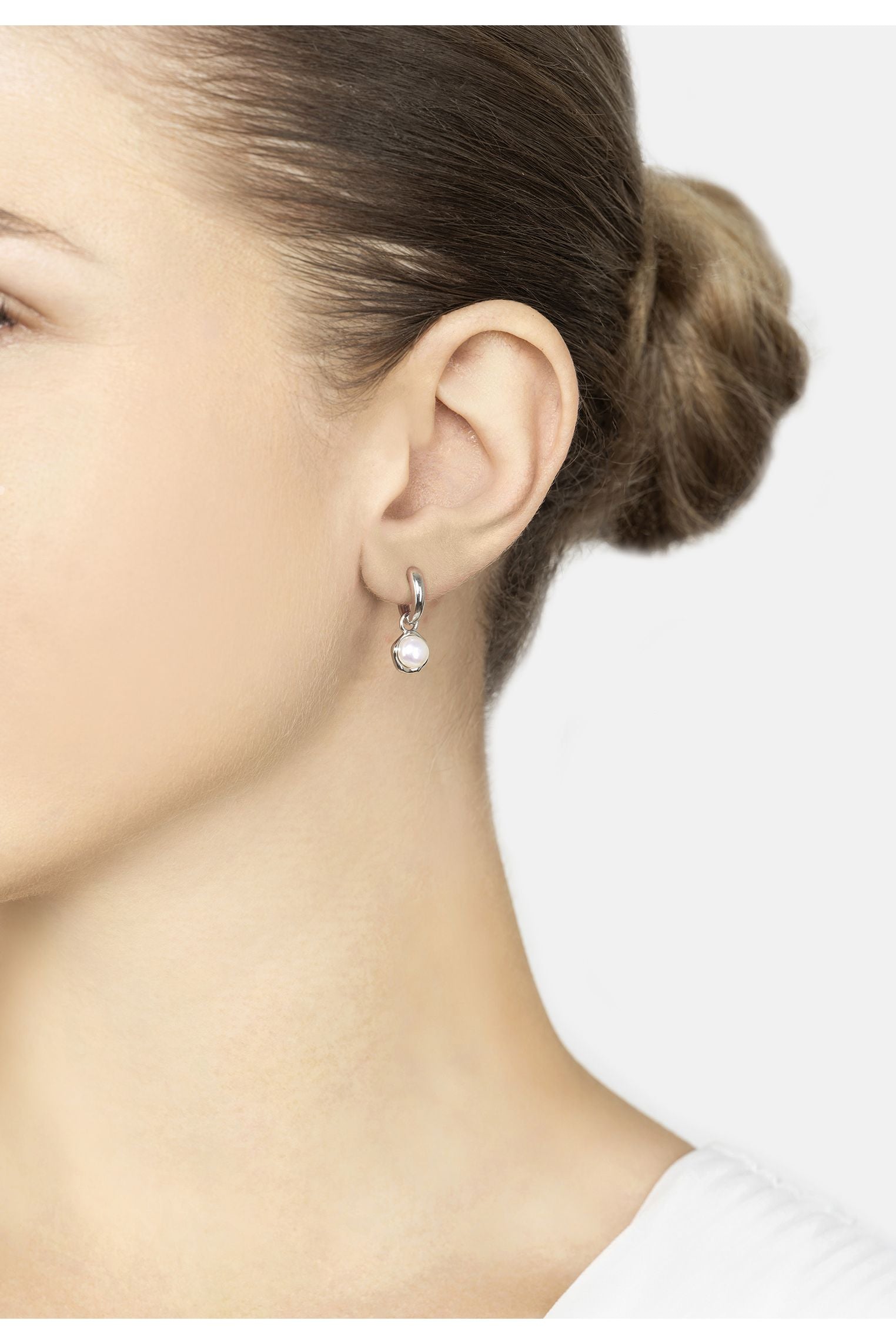 Saturn Starburst Pearl Drop Earrings Silver