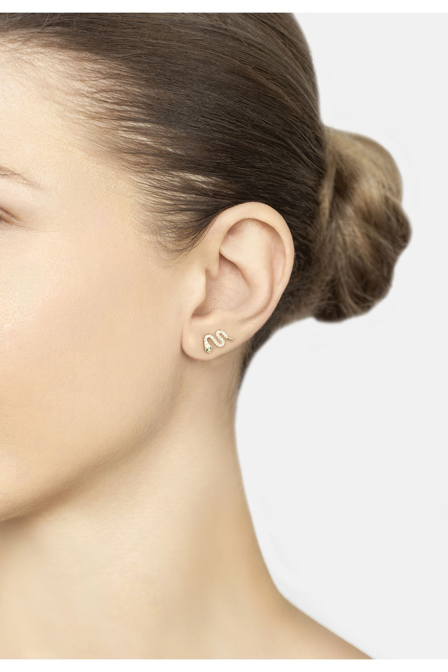 Slither Snake Stud Earrings Cz Gold
