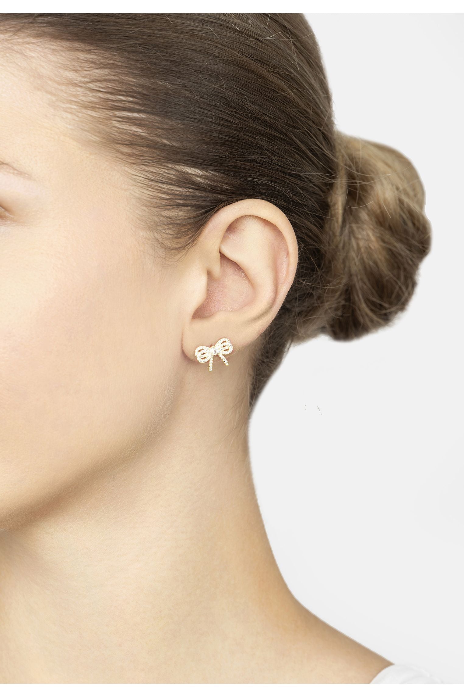 Ribbon Stud Earrings Gold