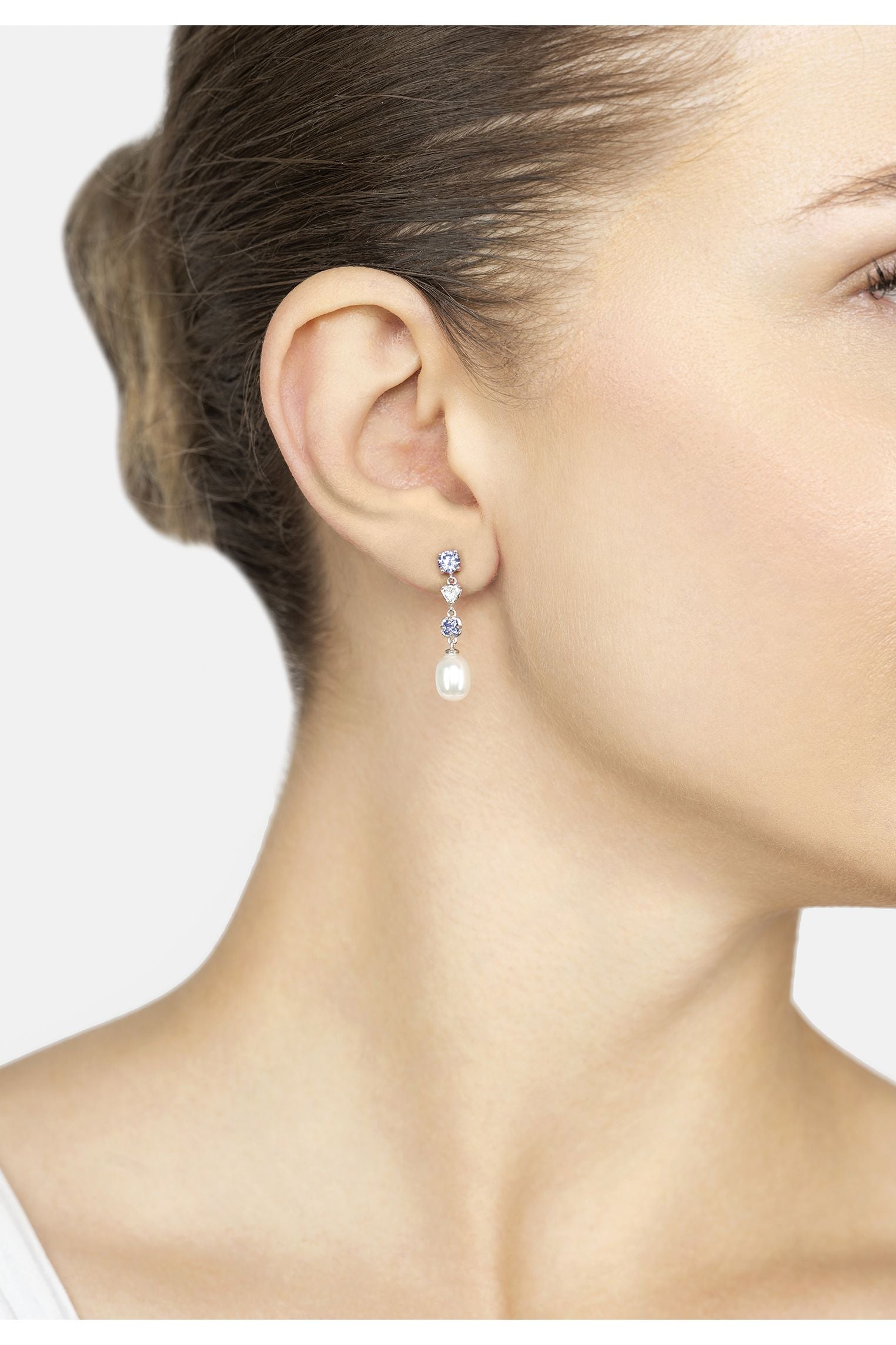 Pearl Whisper Drop Earrings Aquamarine Silver