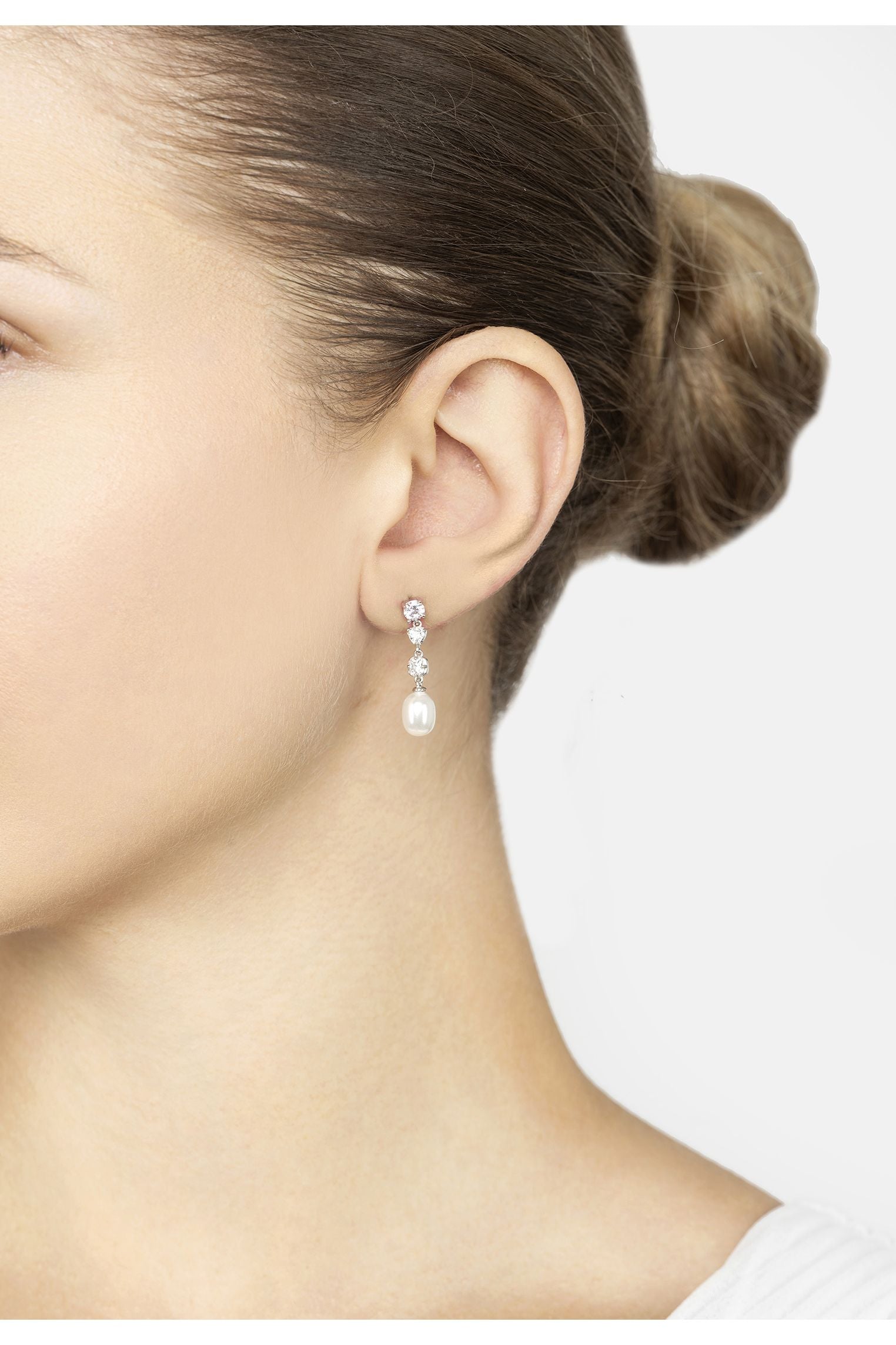 Pearl Whisper Drop Earrings Morganite Silver