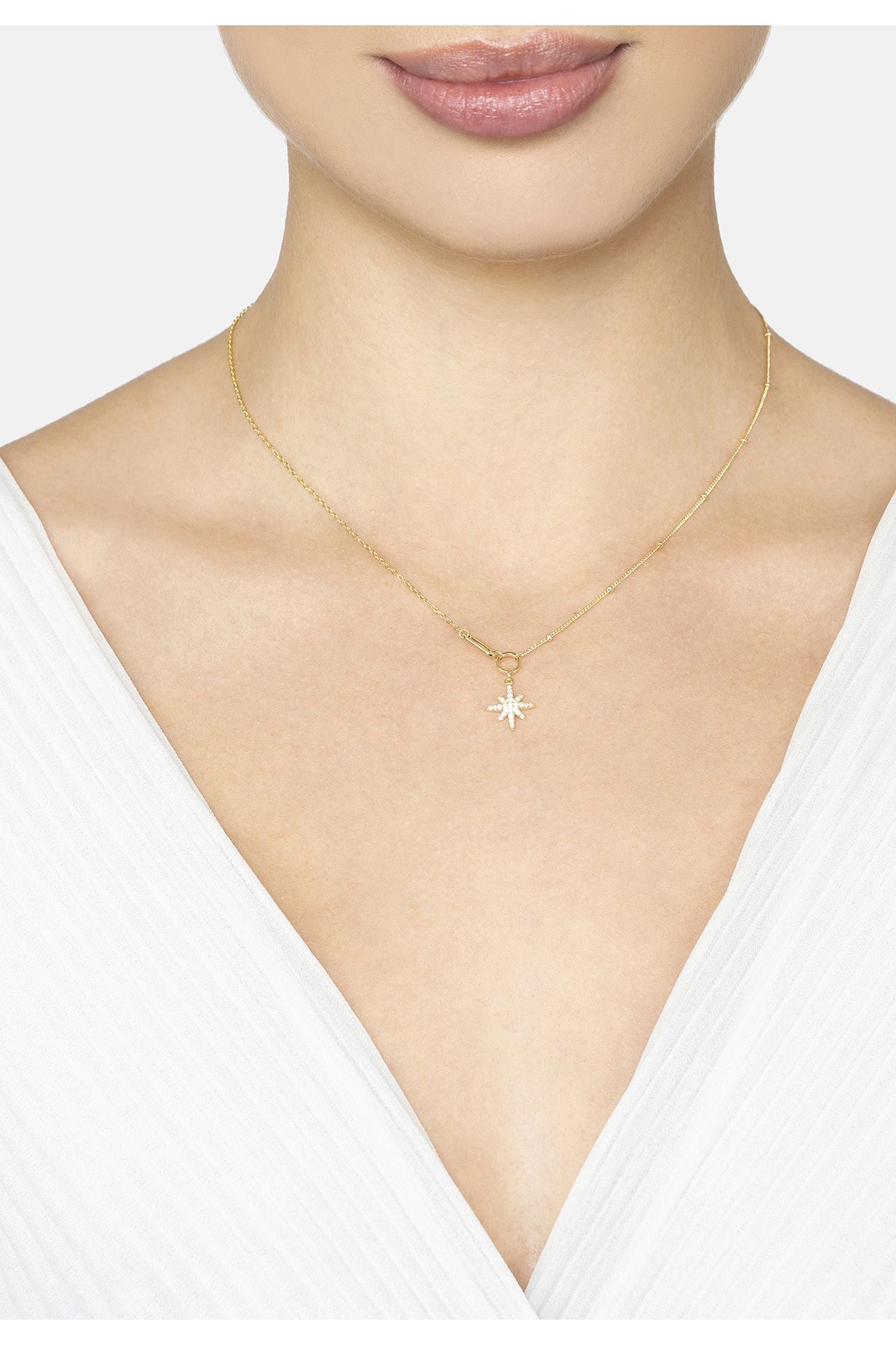 Lyra Starburst Pendant Necklace Gold