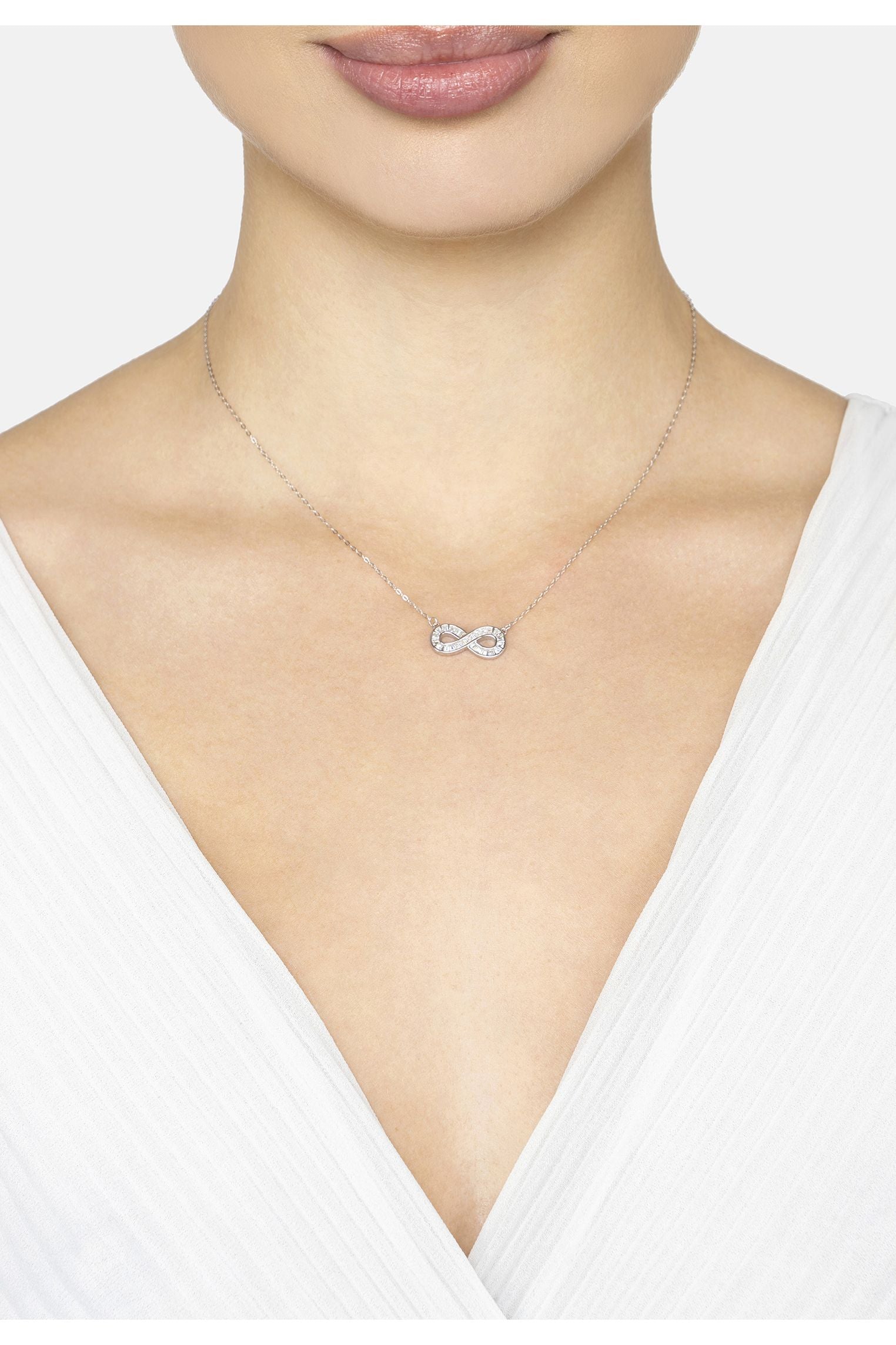 Infinity Baguette Necklace Silver
