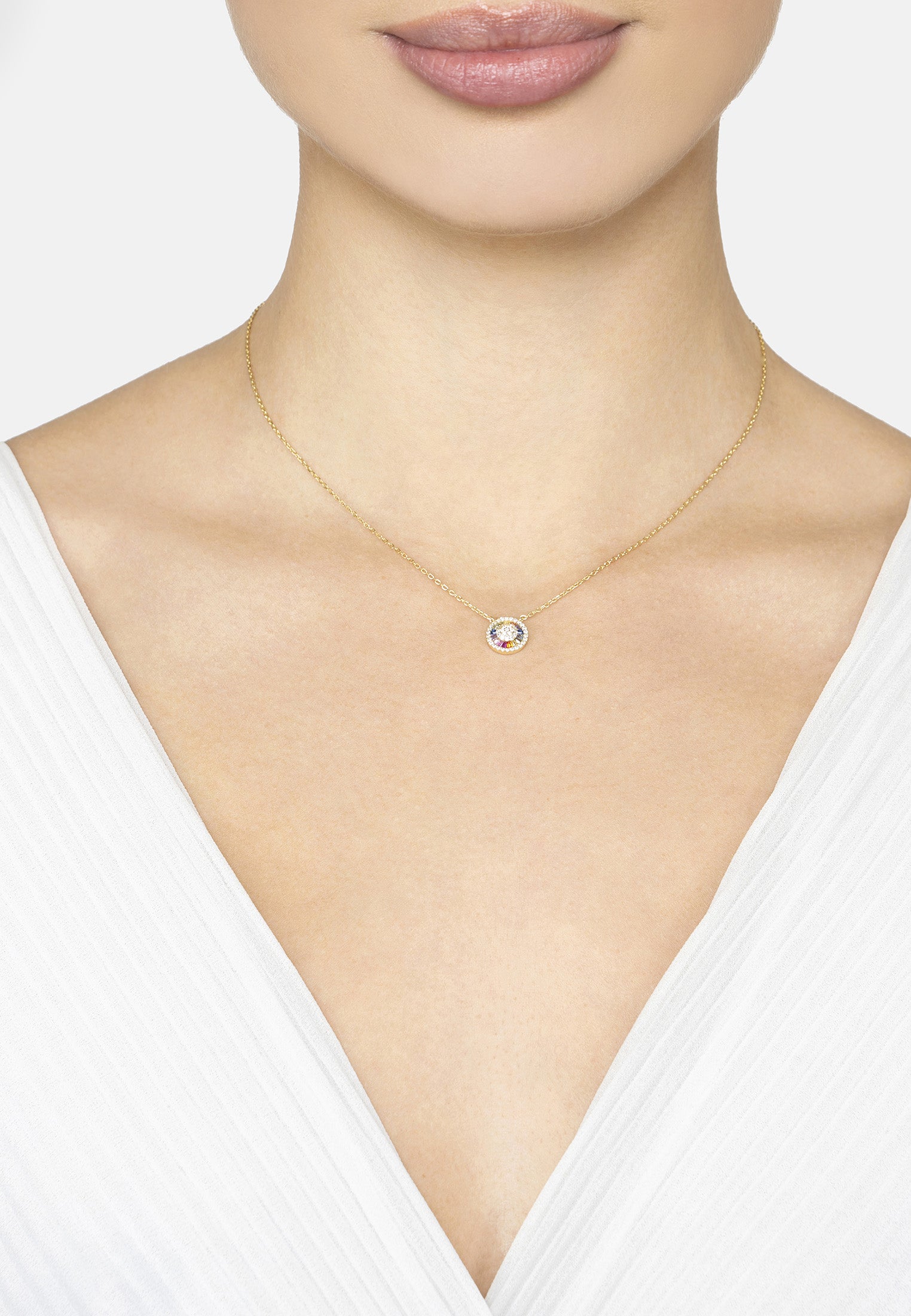 Pocket Full Of Sunshine Rainbow Baguette Necklace Gold