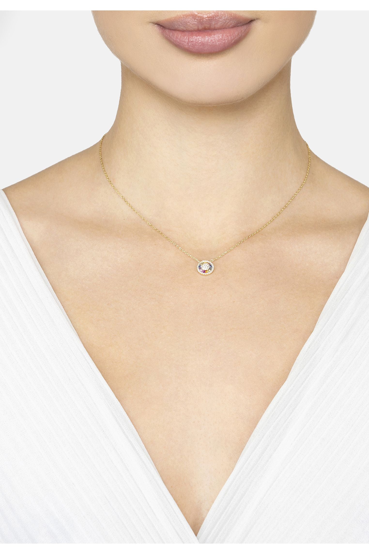 Pocket Full Of Sunshine Rainbow Baguette Necklace Gold