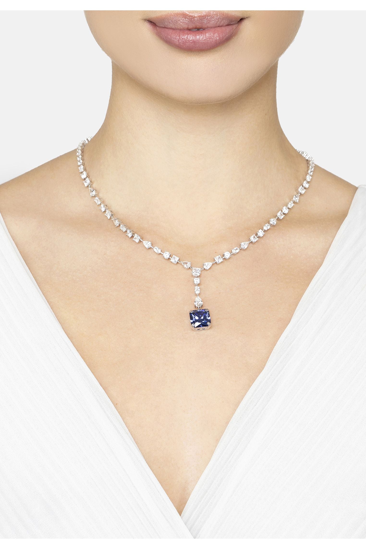 Clementine Tanzanite Statement Necklace Silver