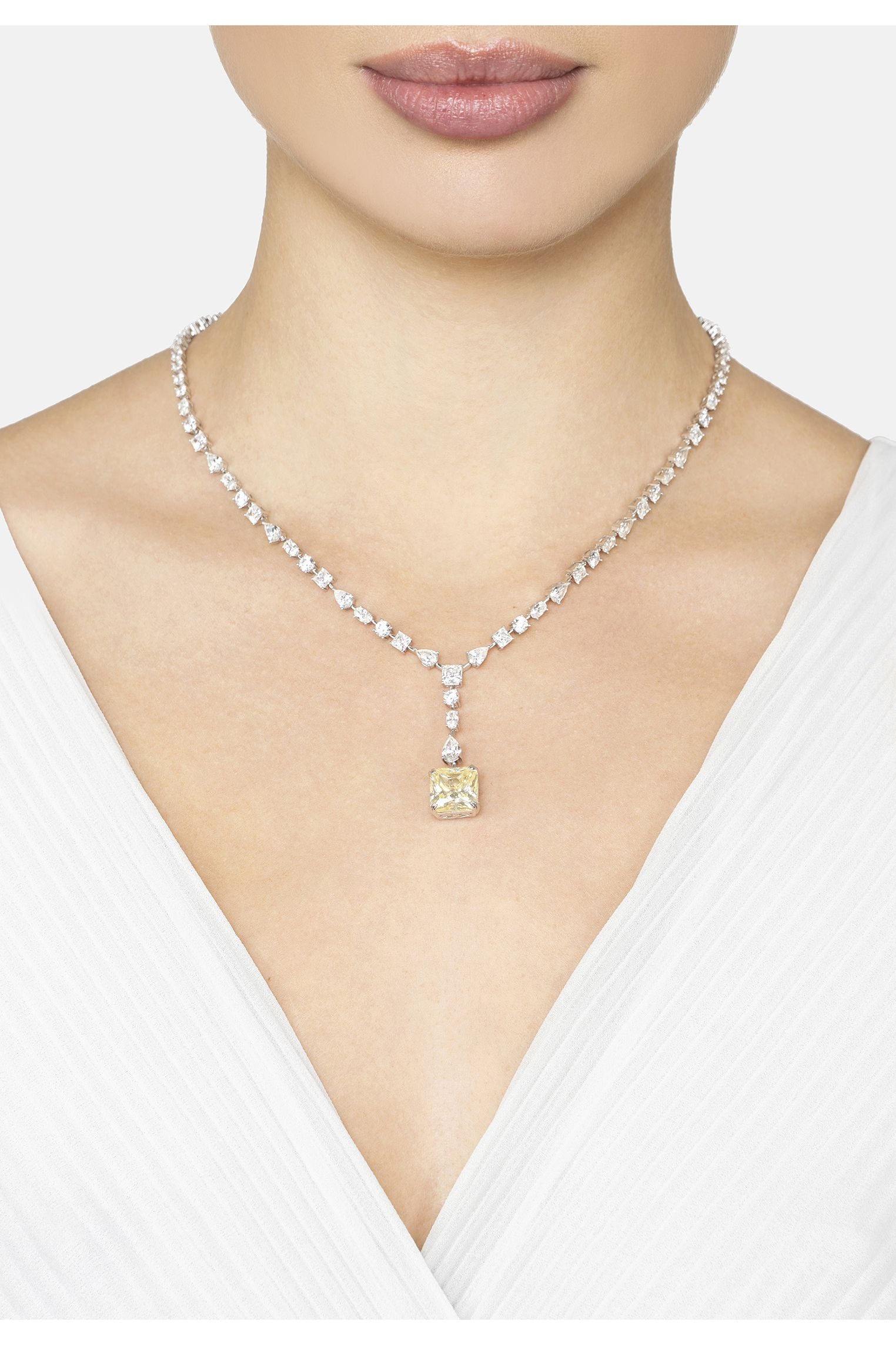 Clementine Yellow Topaz Statement Necklace Silver