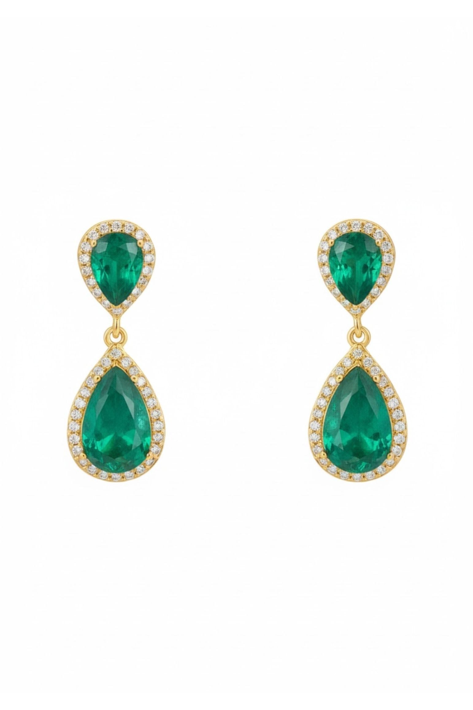 Odette Teardrop Colombian Emerald Earrings Gold