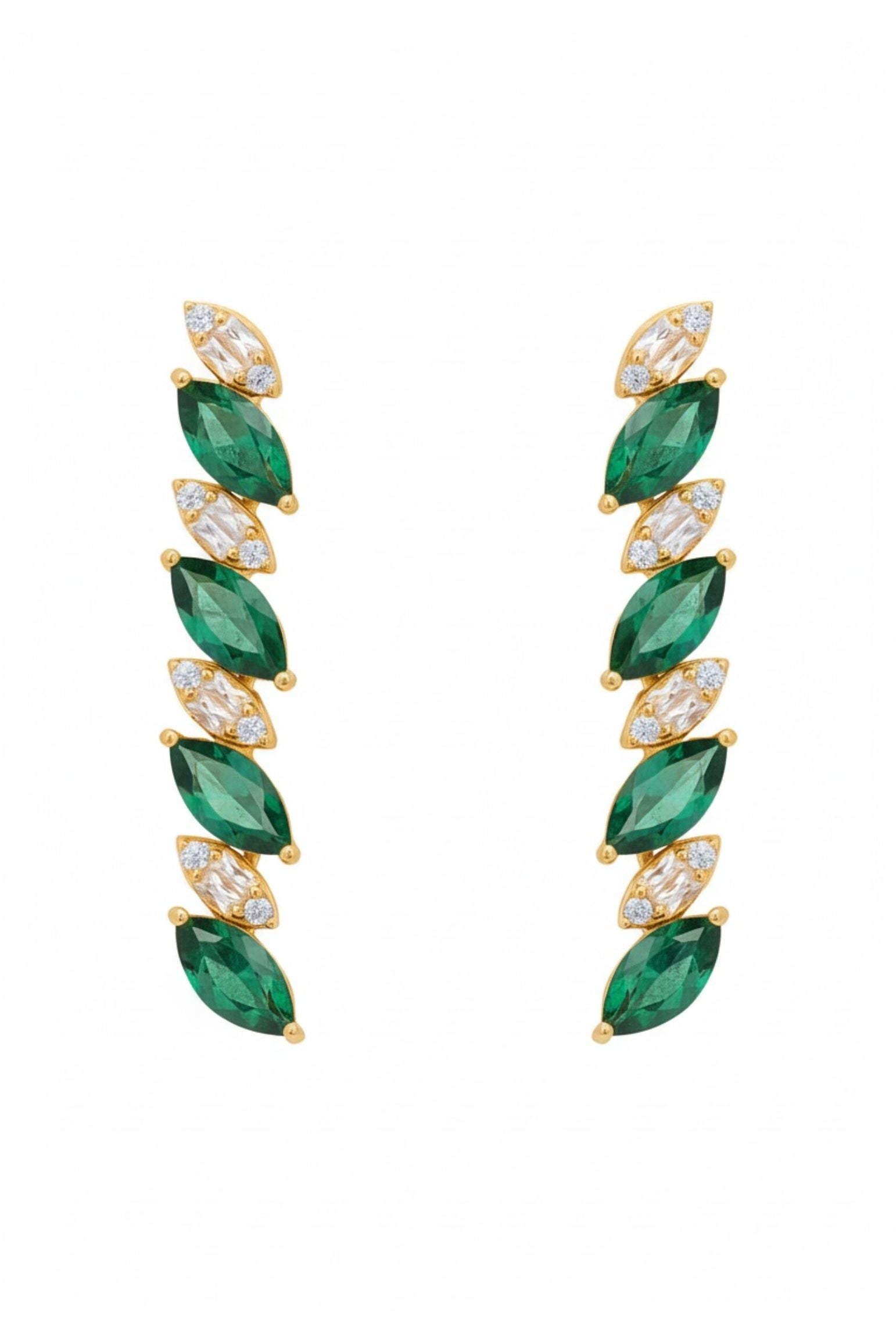Viscountess Tennis Drop Earrings Emerald Gold