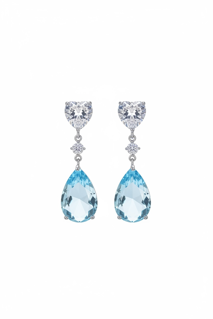 Irina White Blue Topaz Drop Earrings Silver