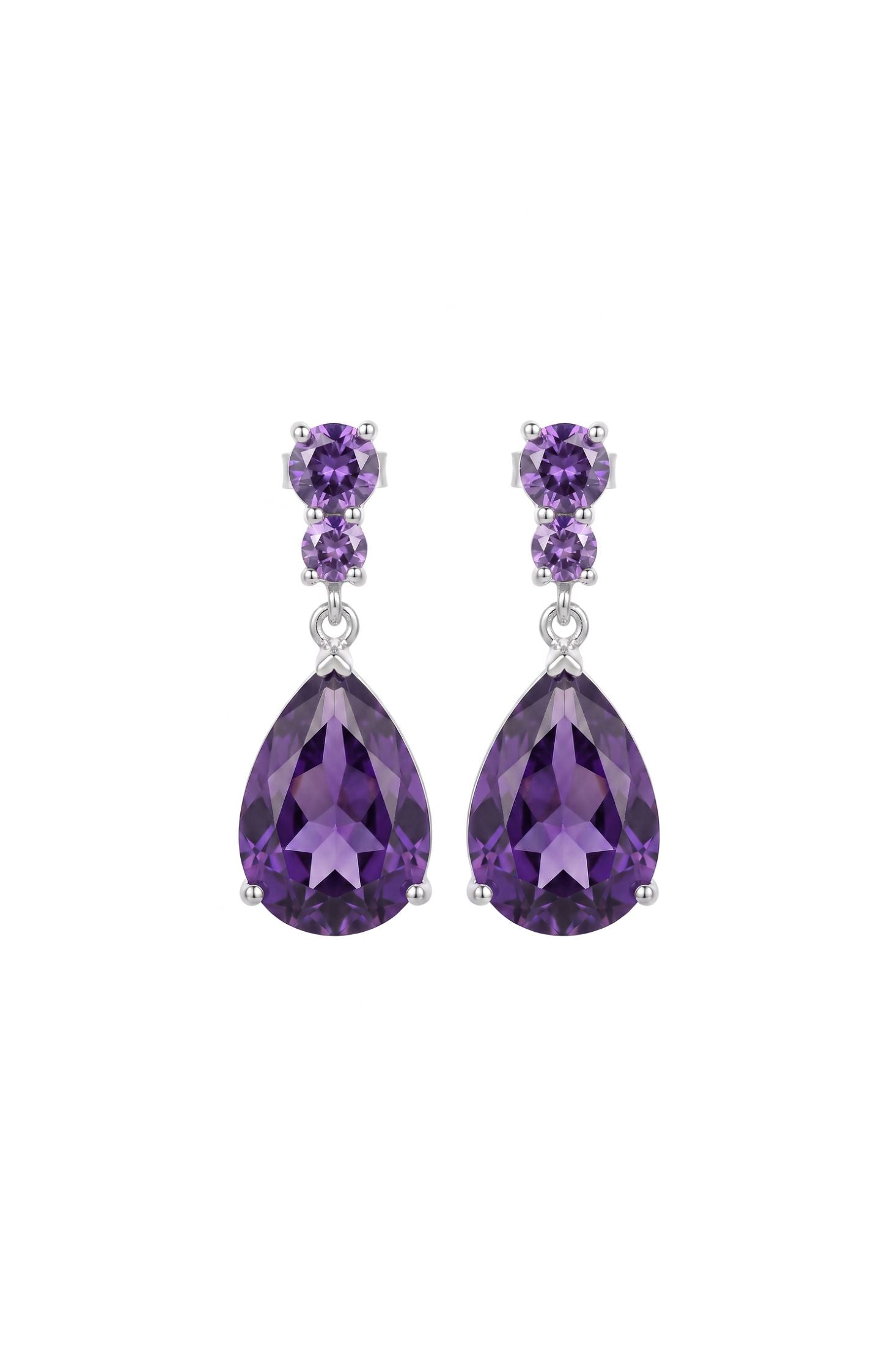 Lilian Teardrop Earrings Amethyst Silver
