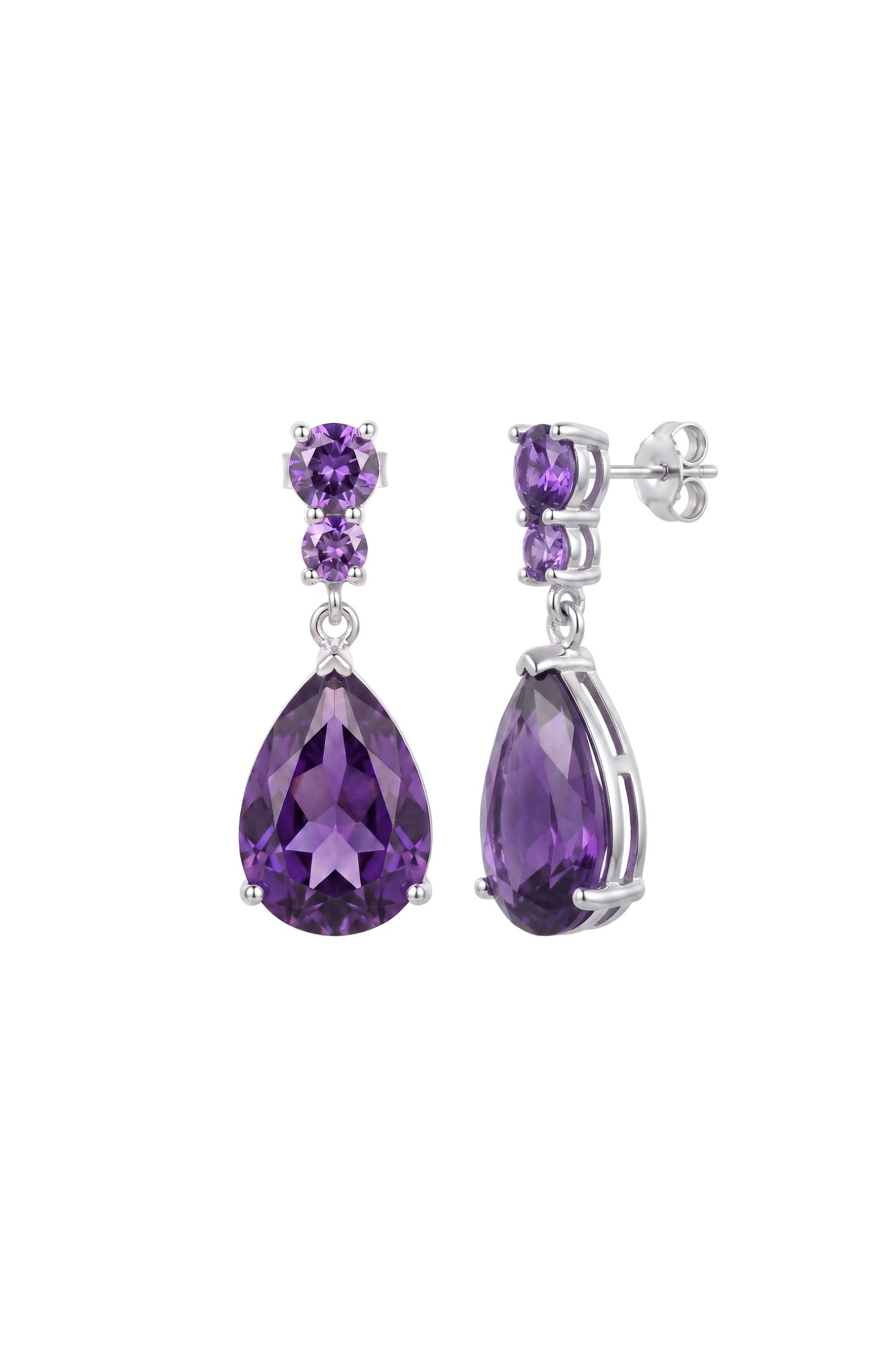 Lilian Teardrop Earrings Amethyst Silver