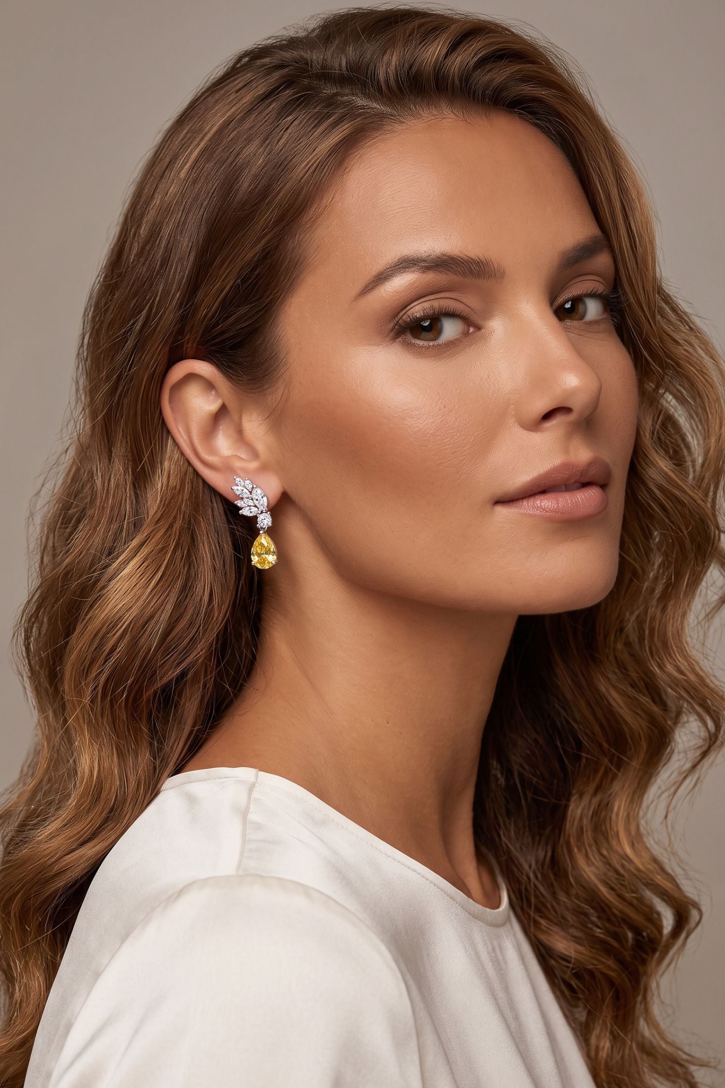 Aurora Angel Wing Drop earrings Yellow Topaz Silver