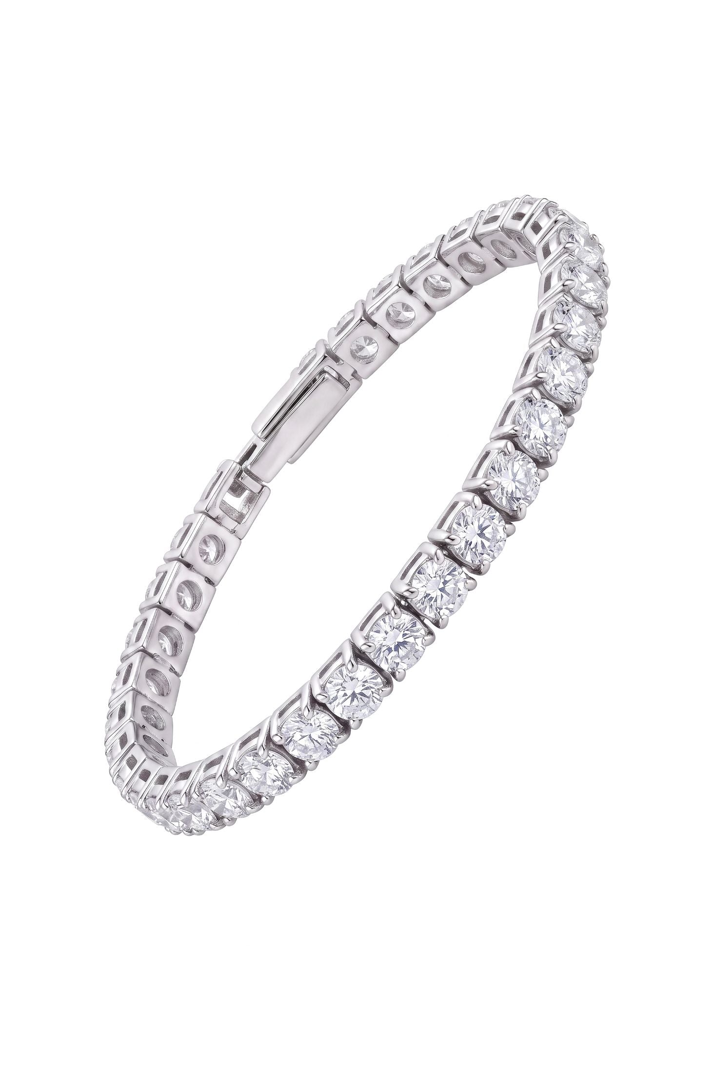 Classic Tennis Bracelet White Cz Silver
