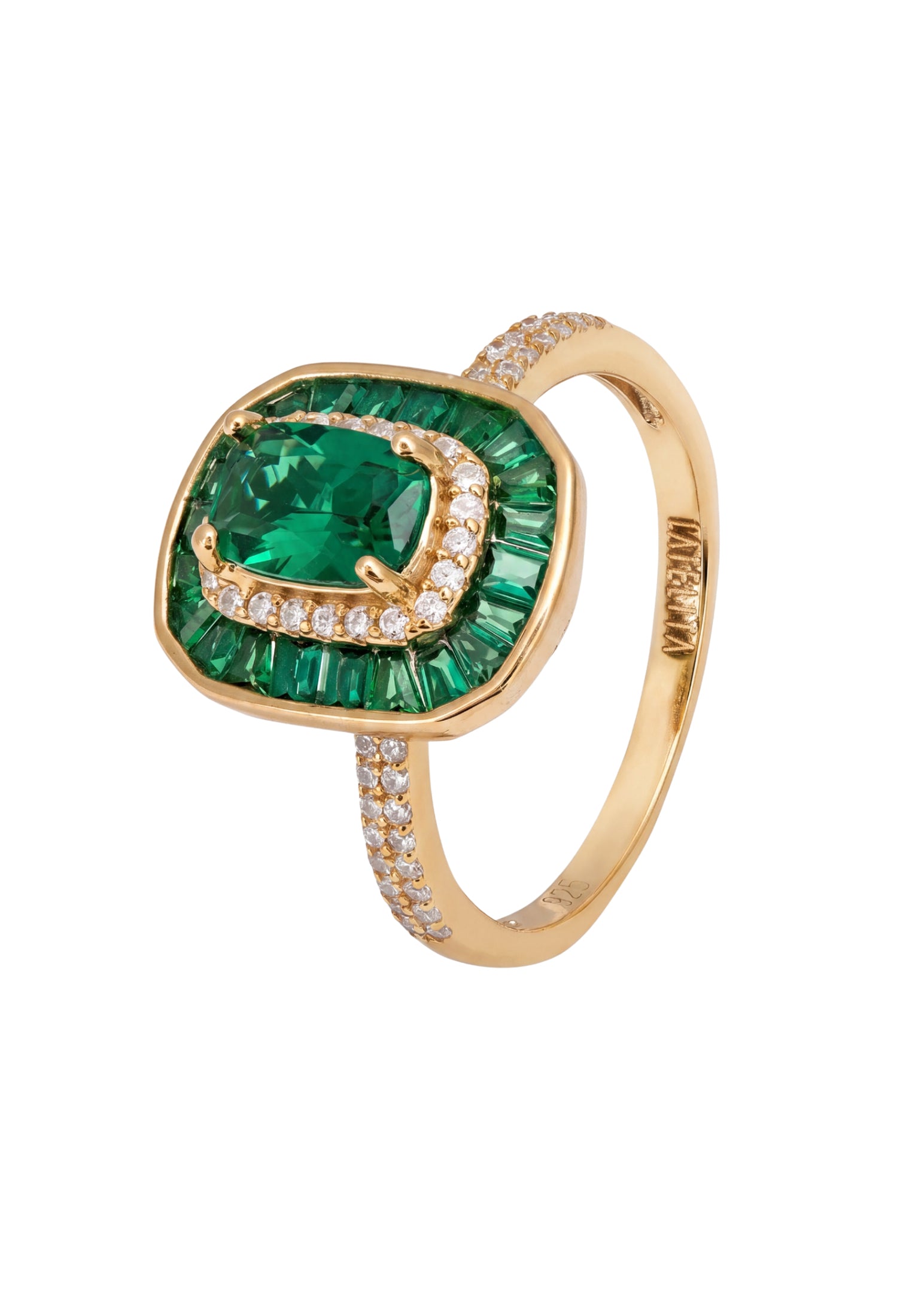 Great Gatsby Cocktailring Smaragd Gold