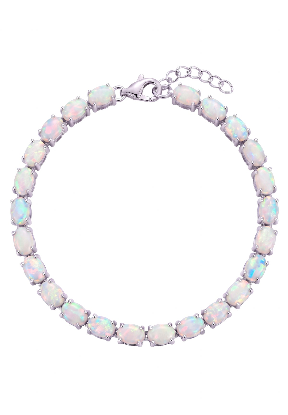 Tennisarmband aus weißem Opal, Silber