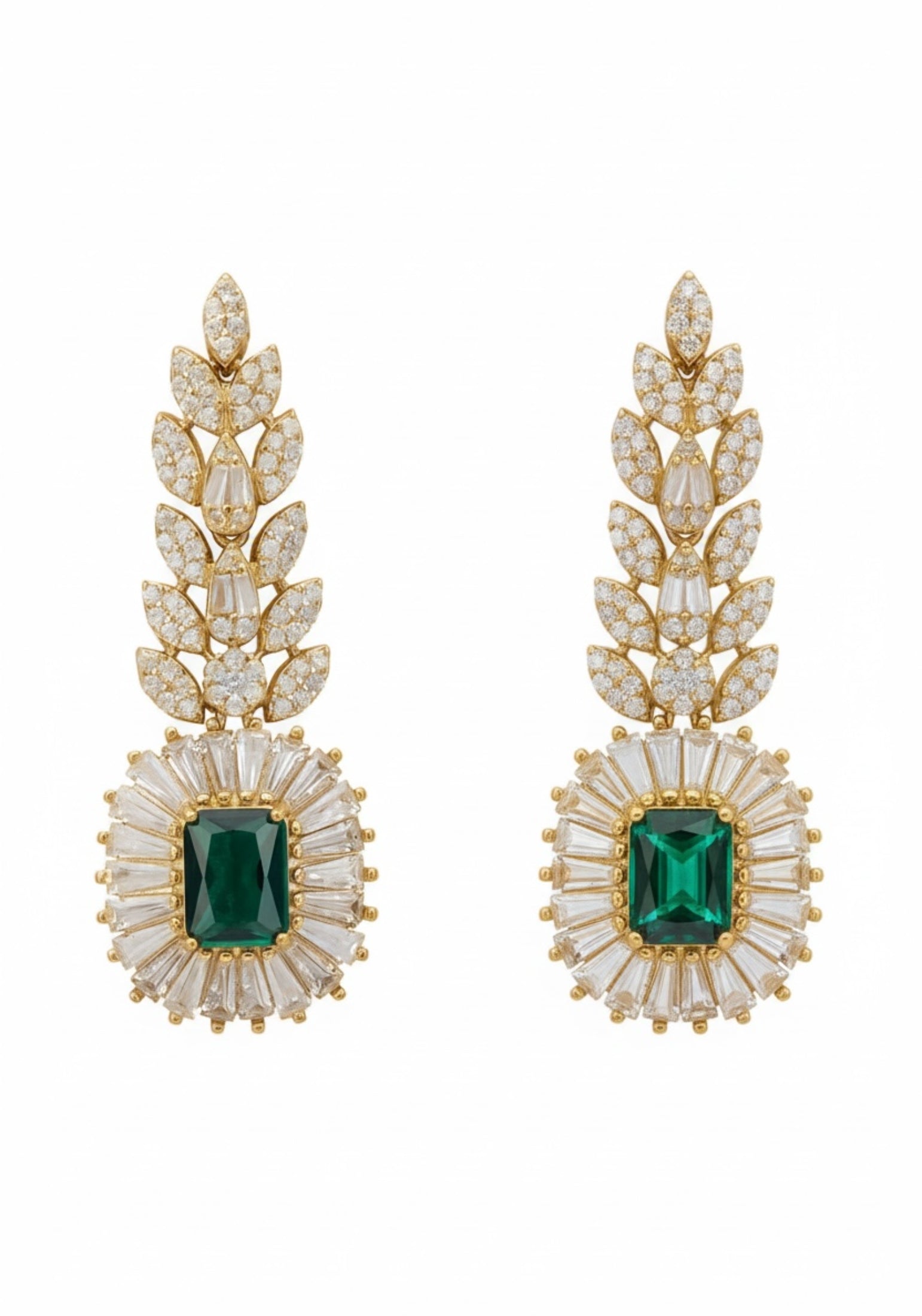 Countess Gemstone Drop Earrings Emerald Gold