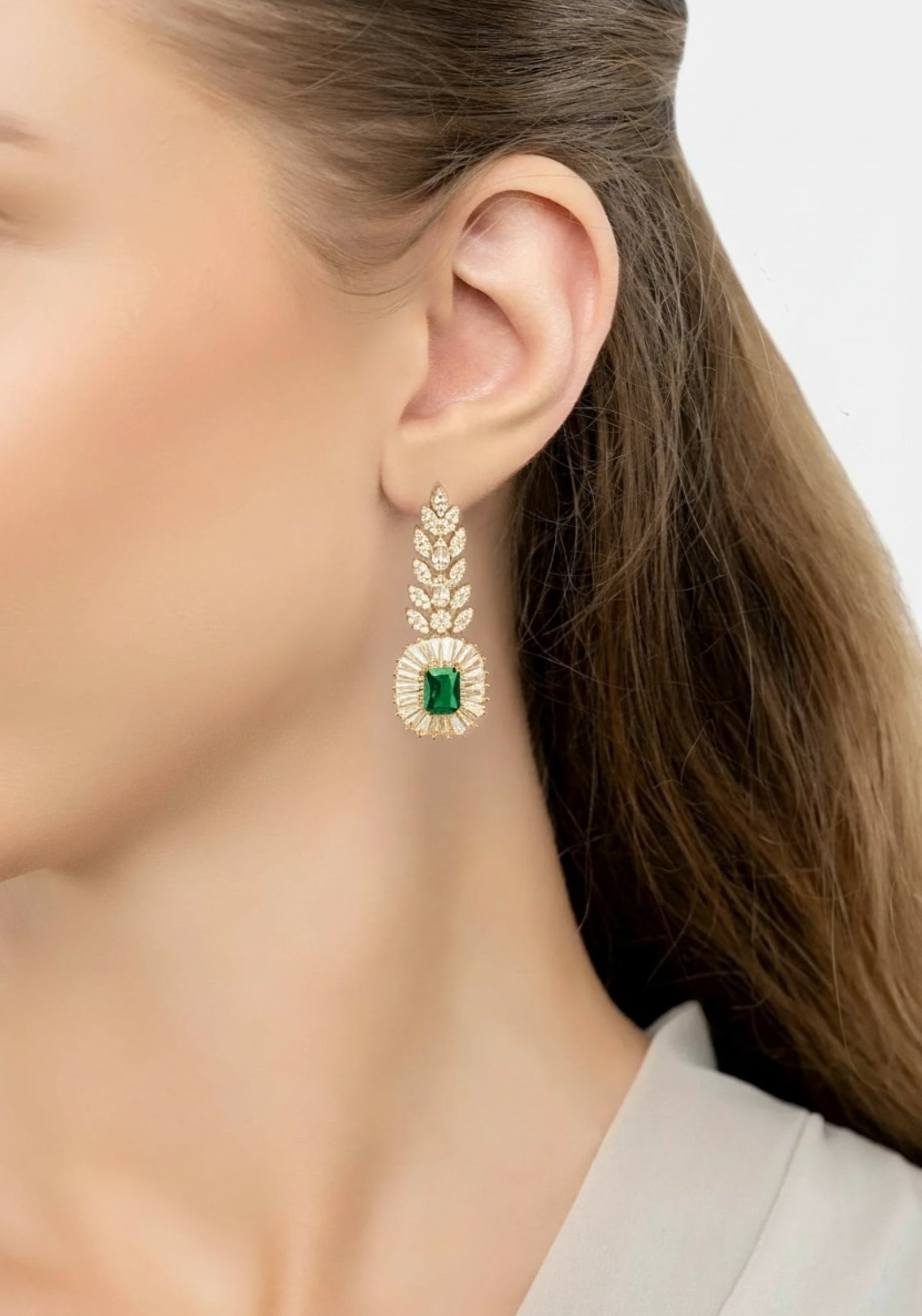Countess Gemstone Drop Earrings Emerald Gold