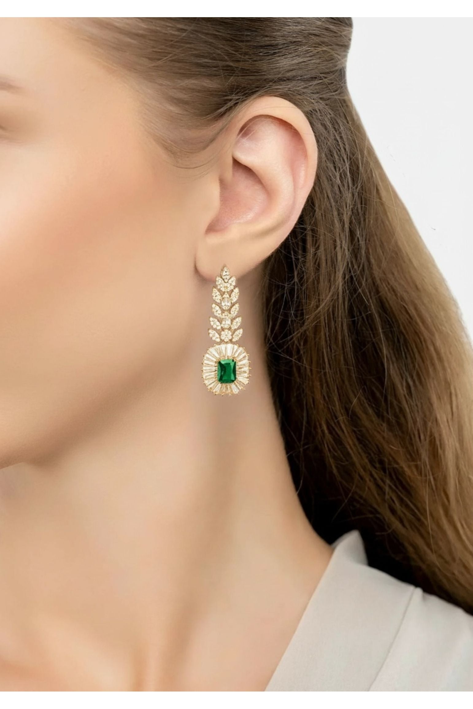 Countess Gemstone Drop Earrings Emerald Gold