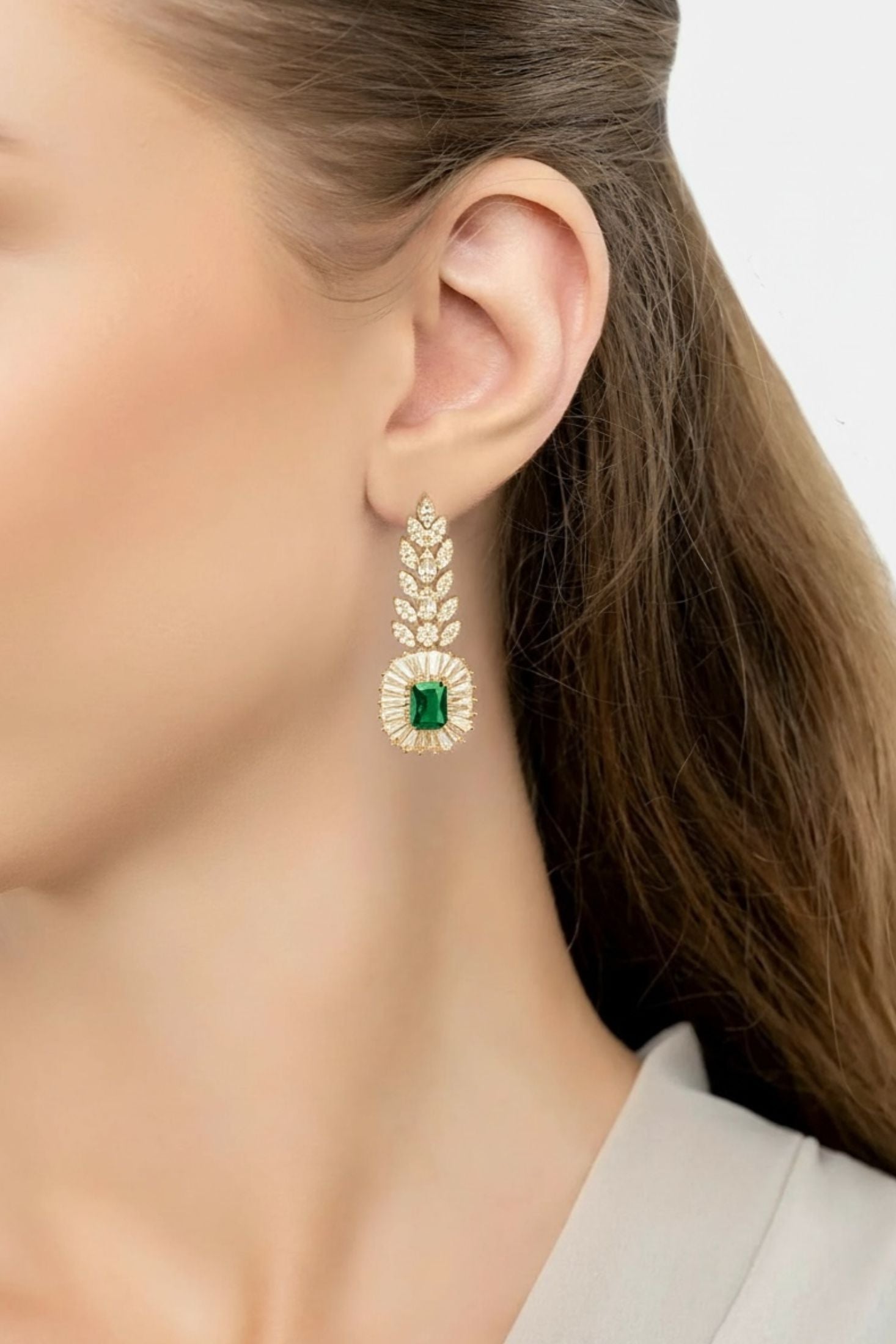Worn by a model.