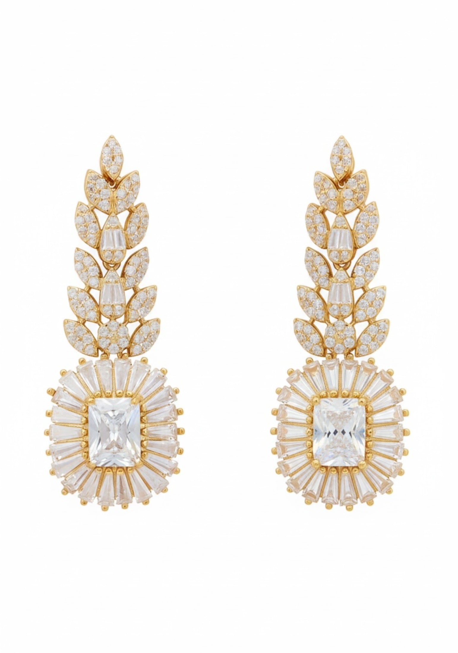 Countess Gemstone Drop Earrings Moissanite Gold