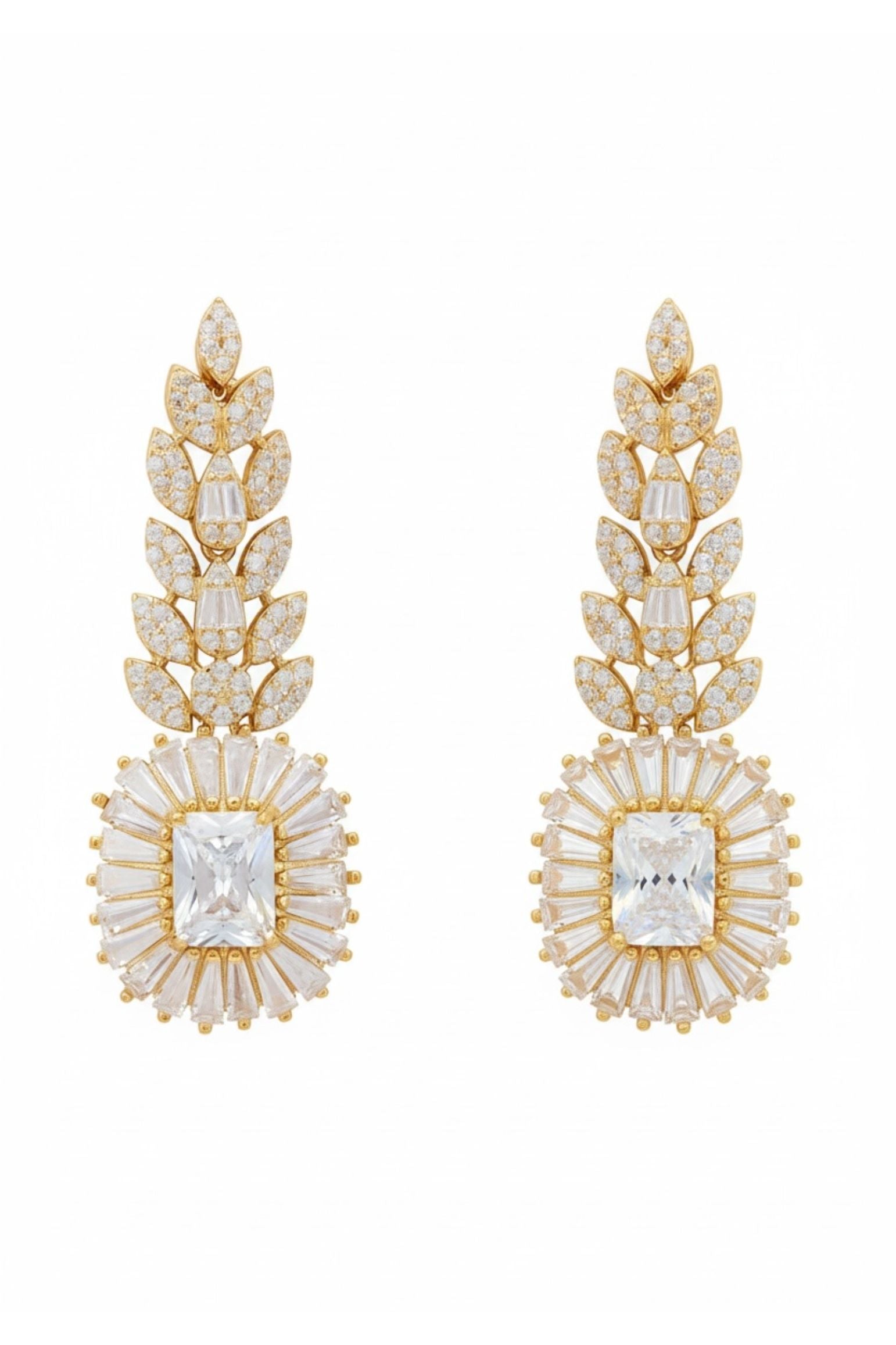 Countess Gemstone Drop Earrings Moissanite Gold