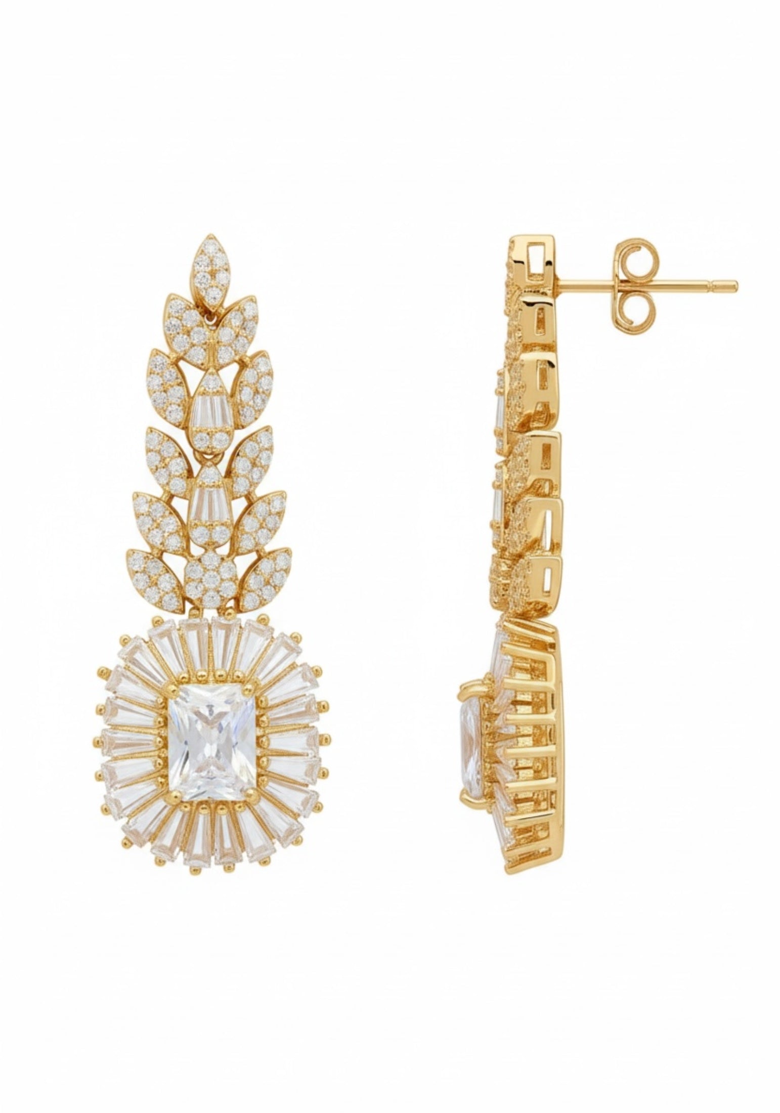 Countess Gemstone Drop Earrings Moissanite Gold