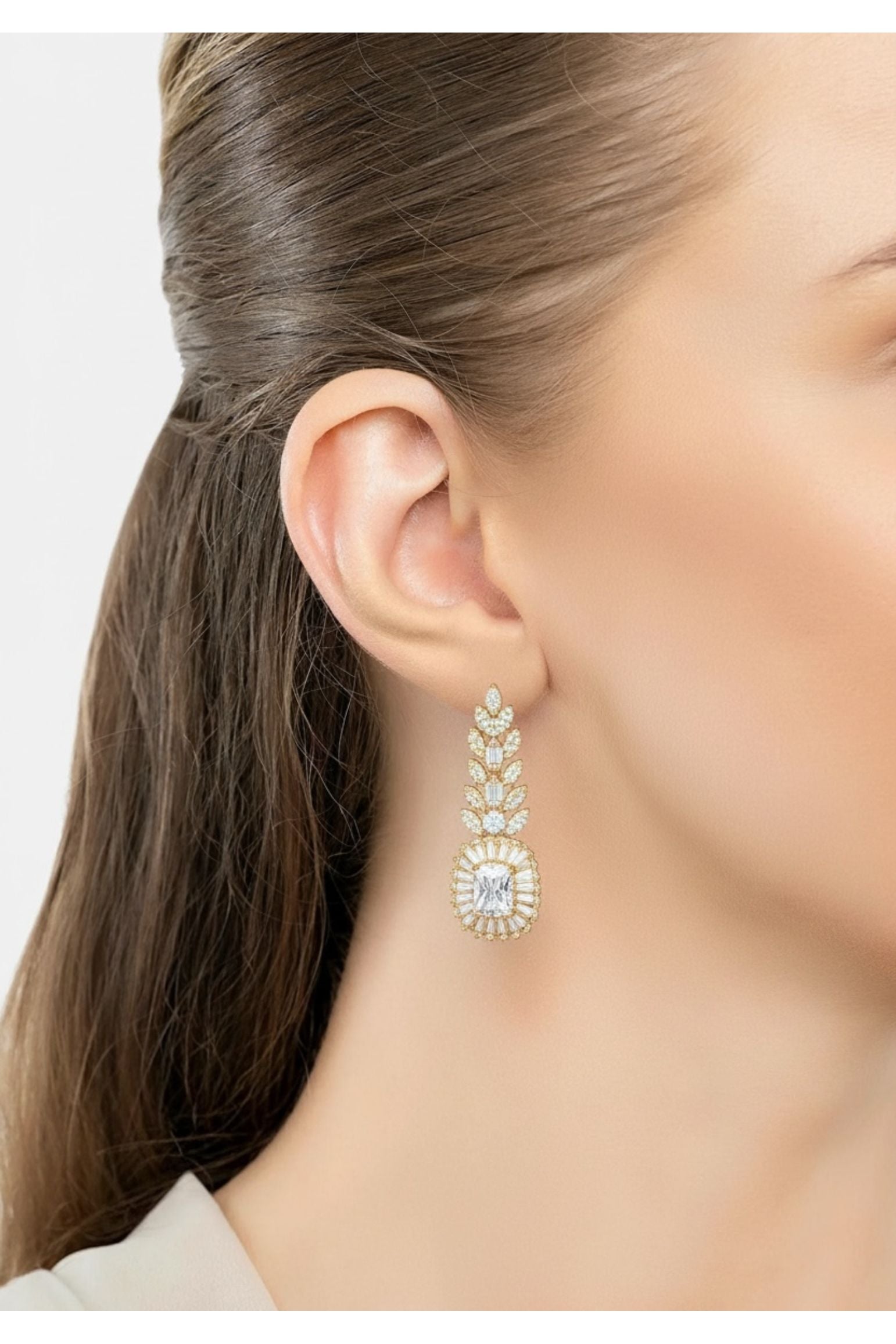 Countess Gemstone Drop Earrings Moissanite Gold