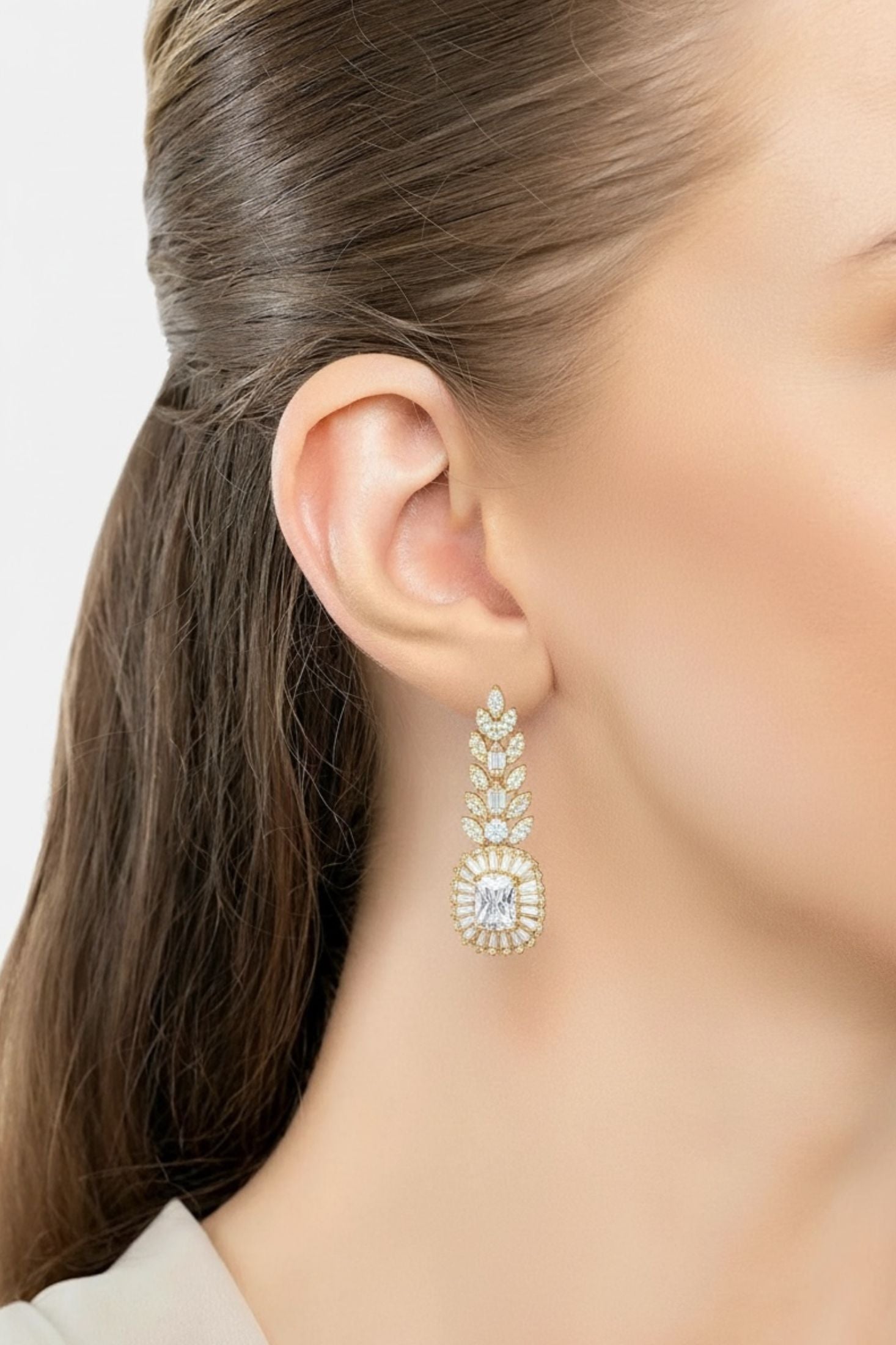 Worn by a model.