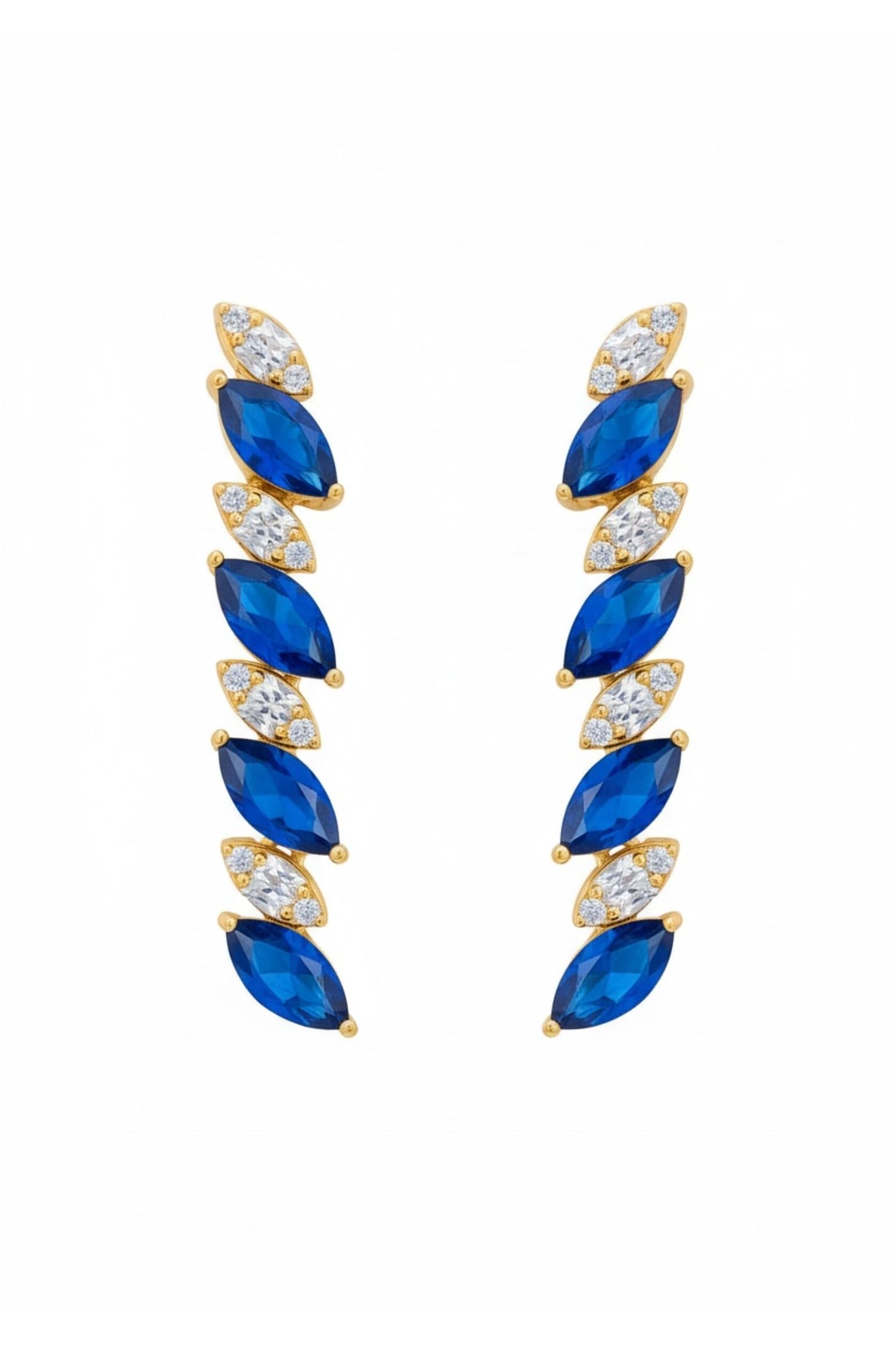Viscountess Tennis Drop Earrings Sapphire Gold