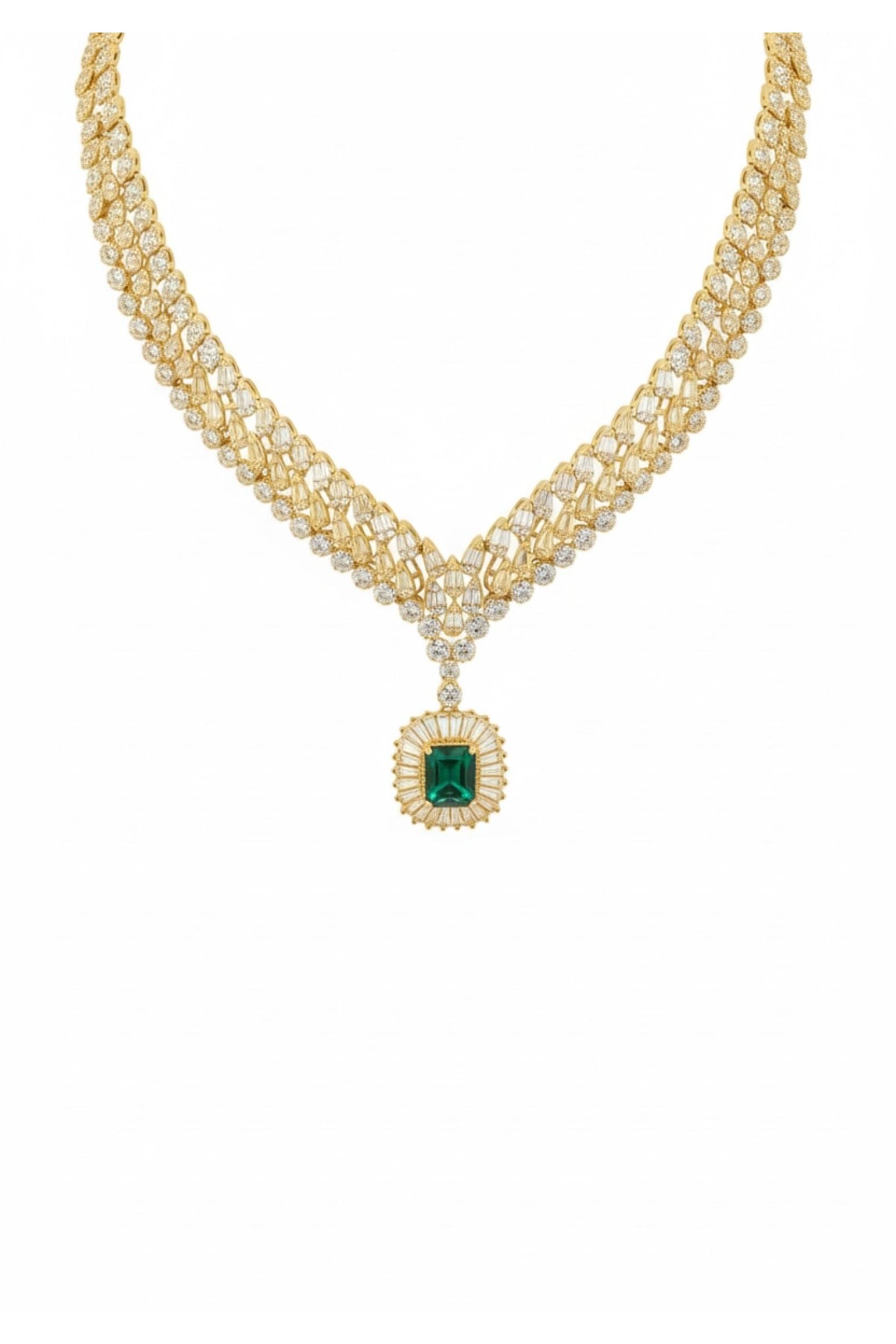 Countess Statement Emerald Necklace Gold