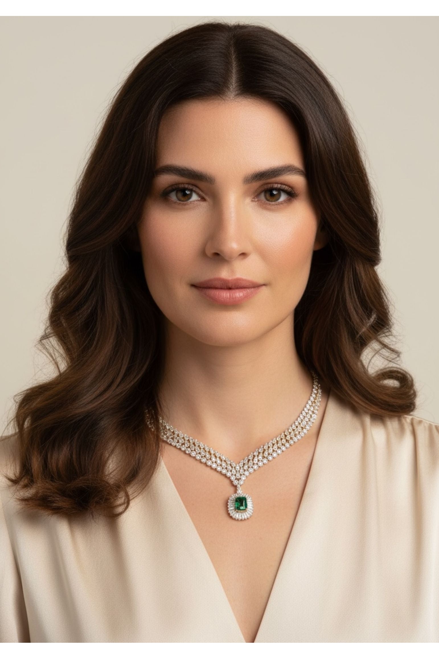 Countess Statement Emerald Necklace Gold