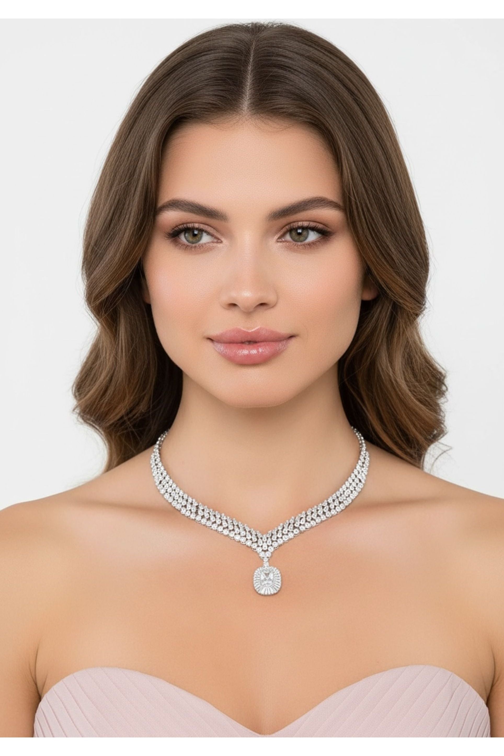 Countess Statement Moissanite Necklace Silver