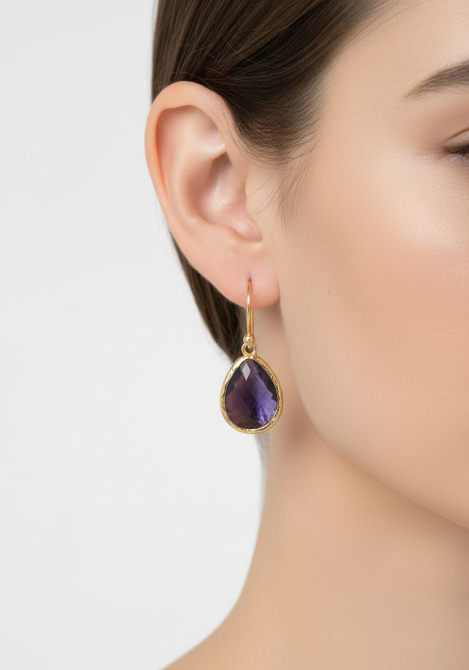 Petite Drop Earrings Amethyst Hydro Gold