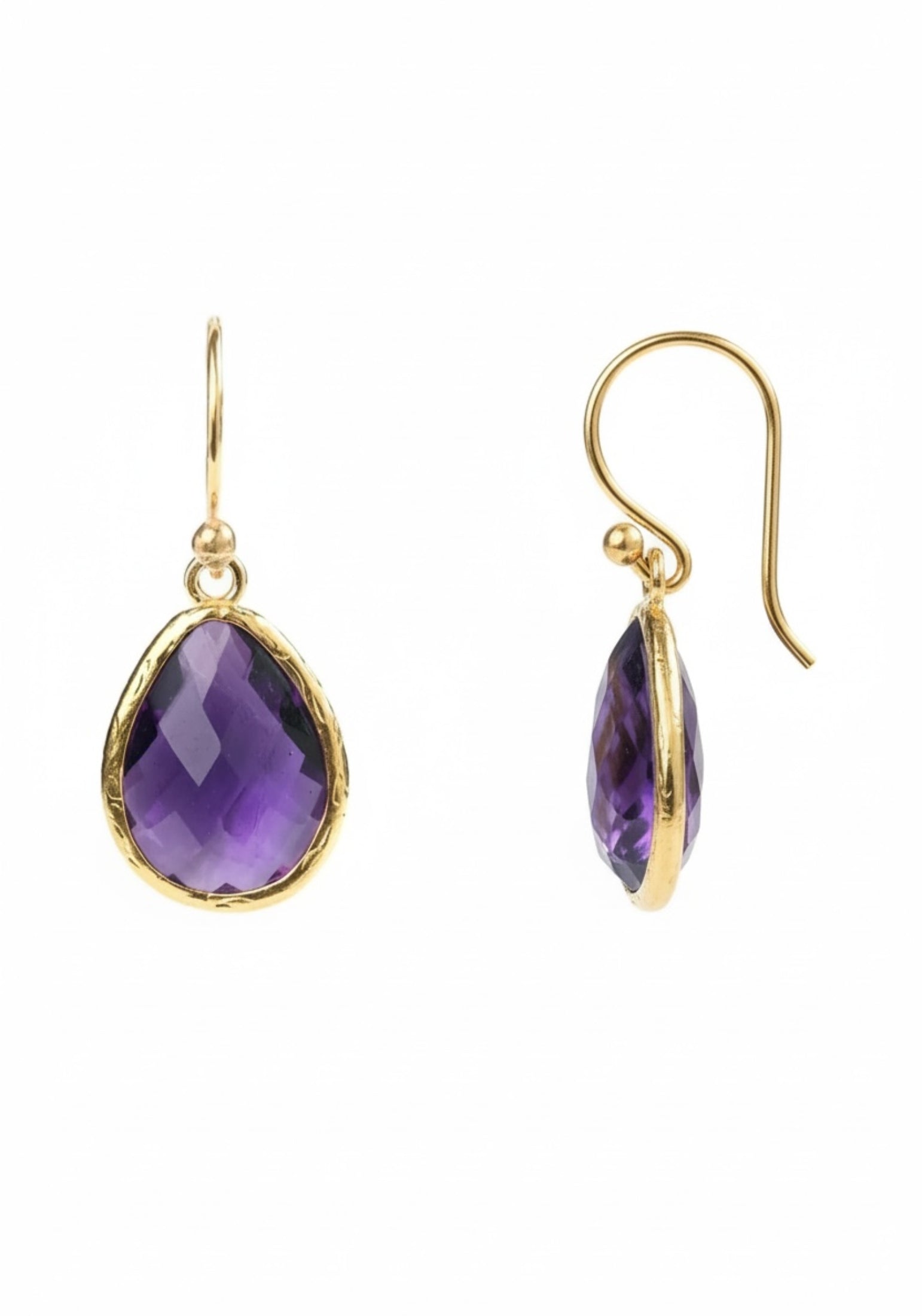 Petite Drop Earrings Amethyst Hydro Gold