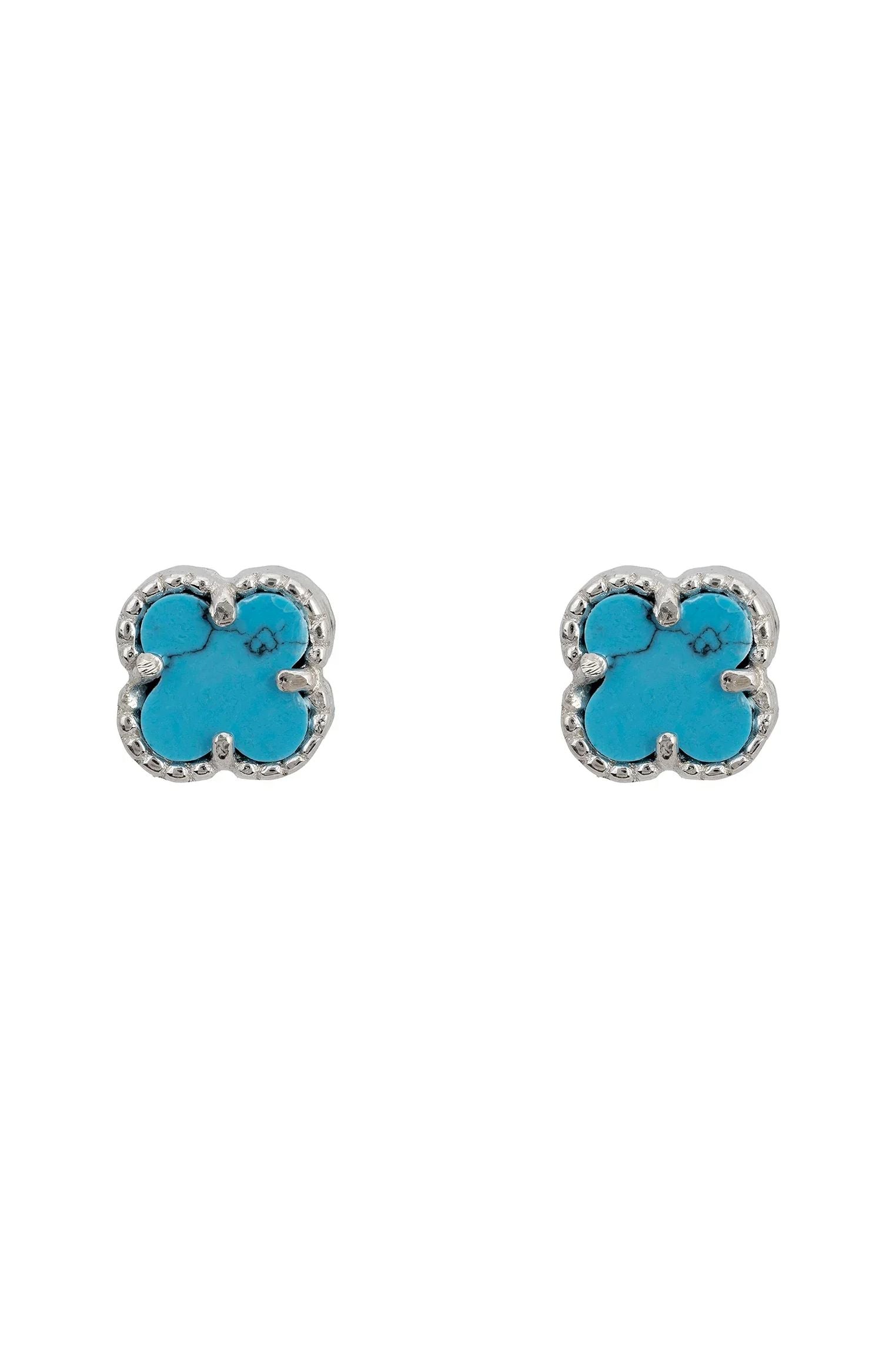 Turquoise clover silver stud earrings.