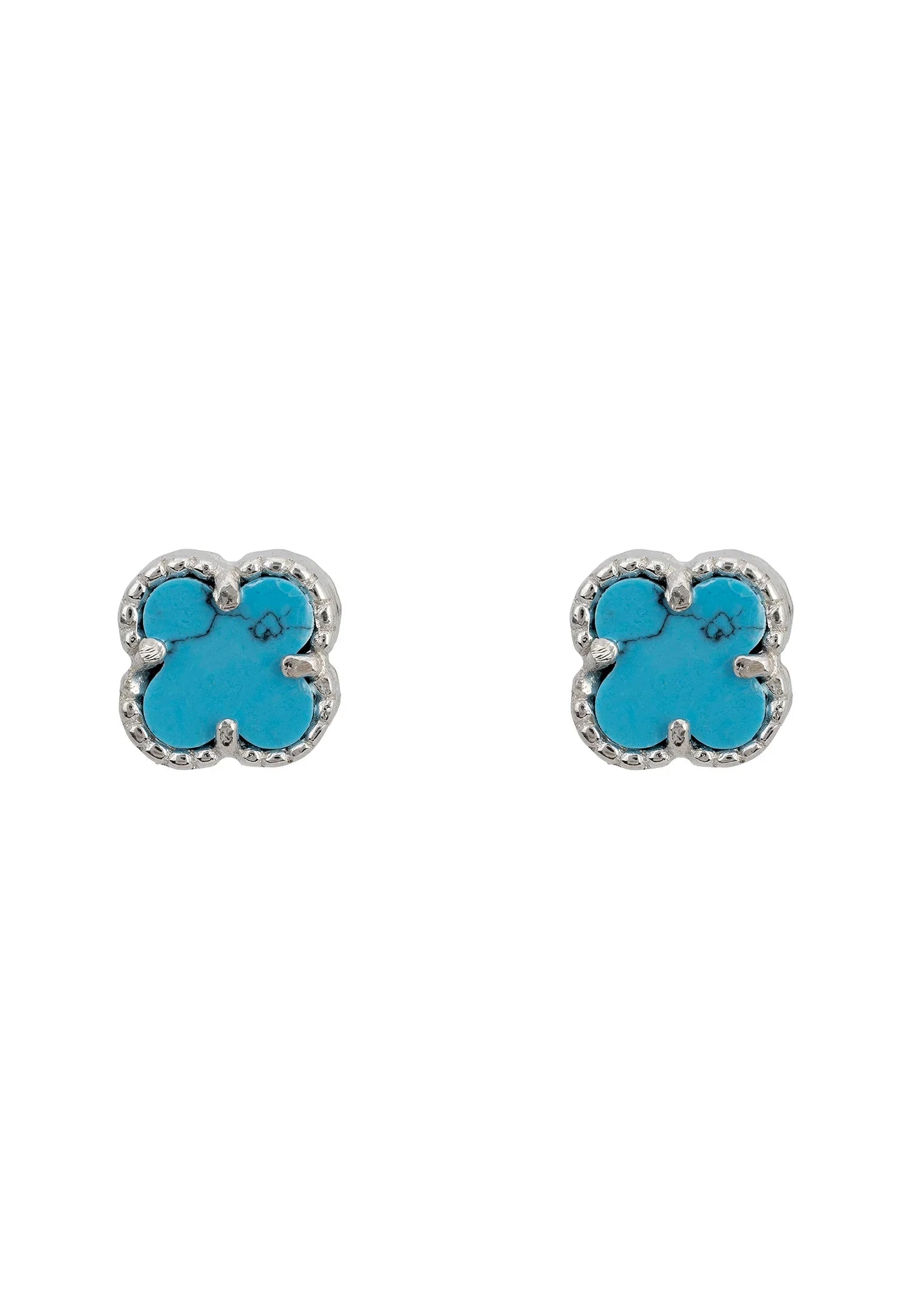 Turquoise clover silver stud earrings.