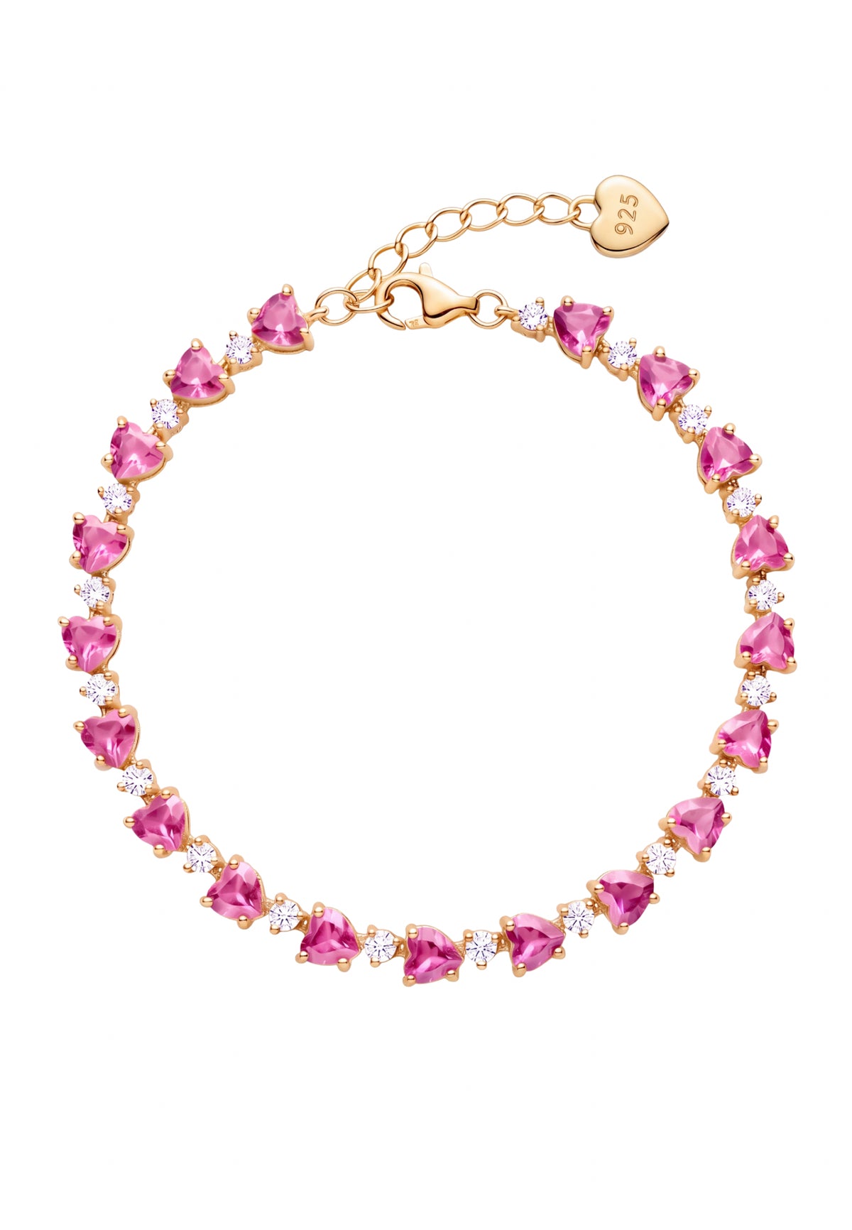 Asscher Cut Heart Tennis Bracelet Ruby Gold