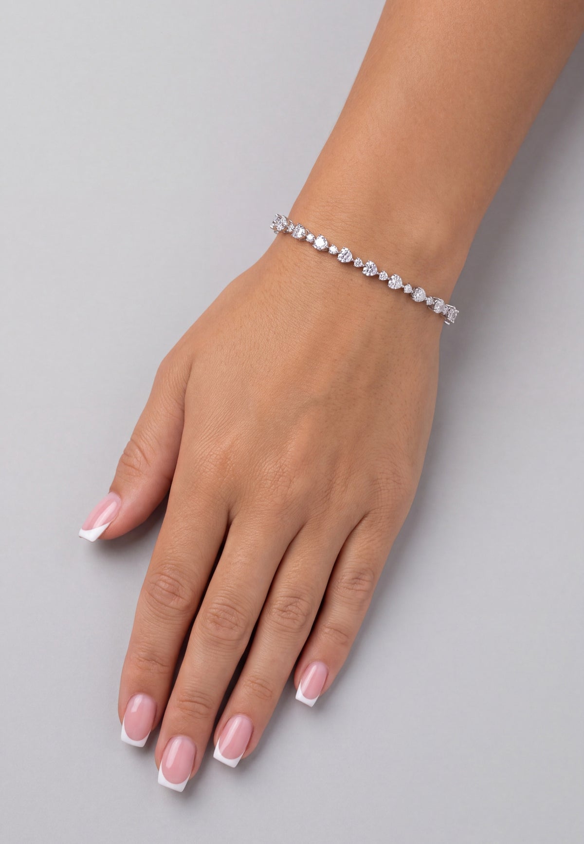 Asscher Cut Heart Tennis Bracelet Moissanite Silver