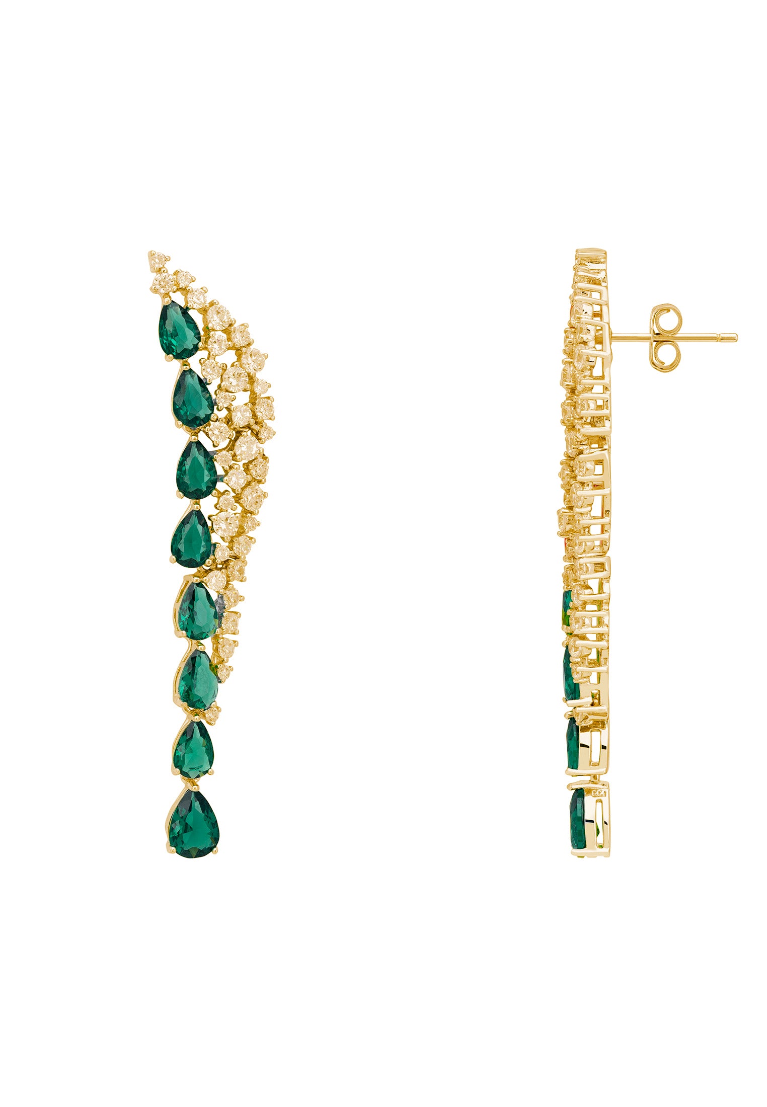 Side view showing the butterfly back and stone setting.